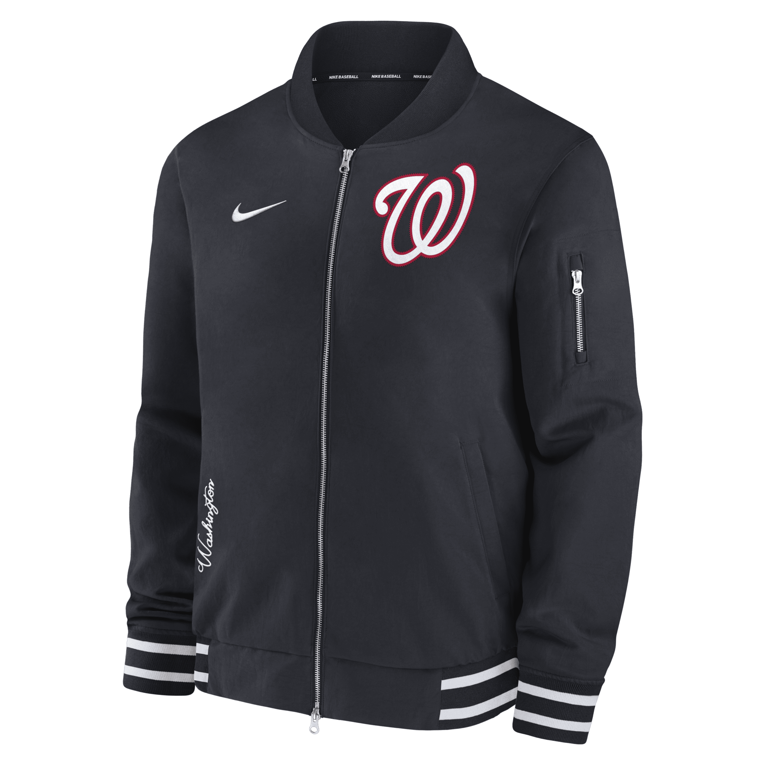 Nike Washington Nationals Authentic Collection  Men's Mlb Full-zip Bomber Jacket In Blue