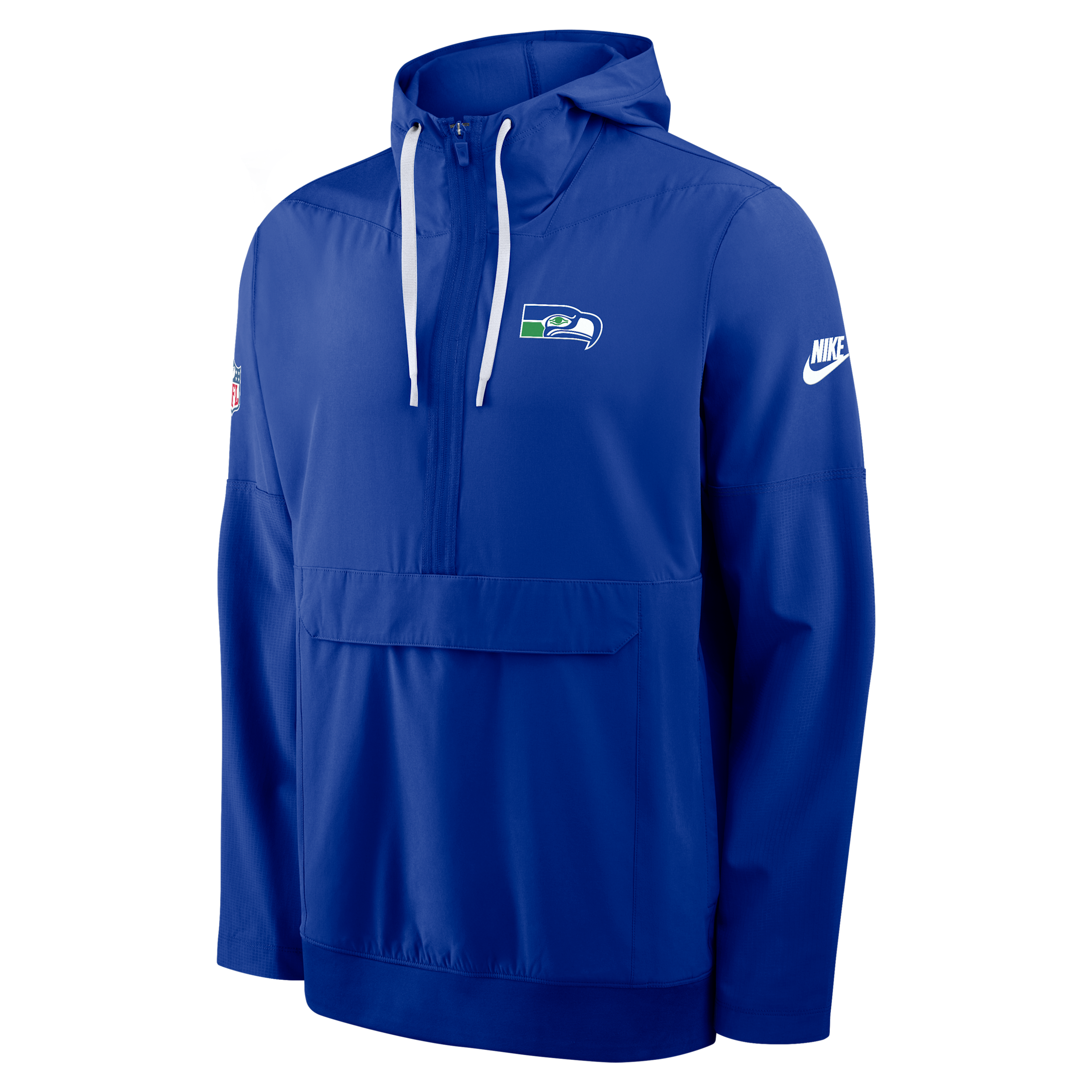 Men's Nike Royal Seattle Seahawks Sideline Broken Rules Alternate Anorak Half-Zip Hooded Jacket