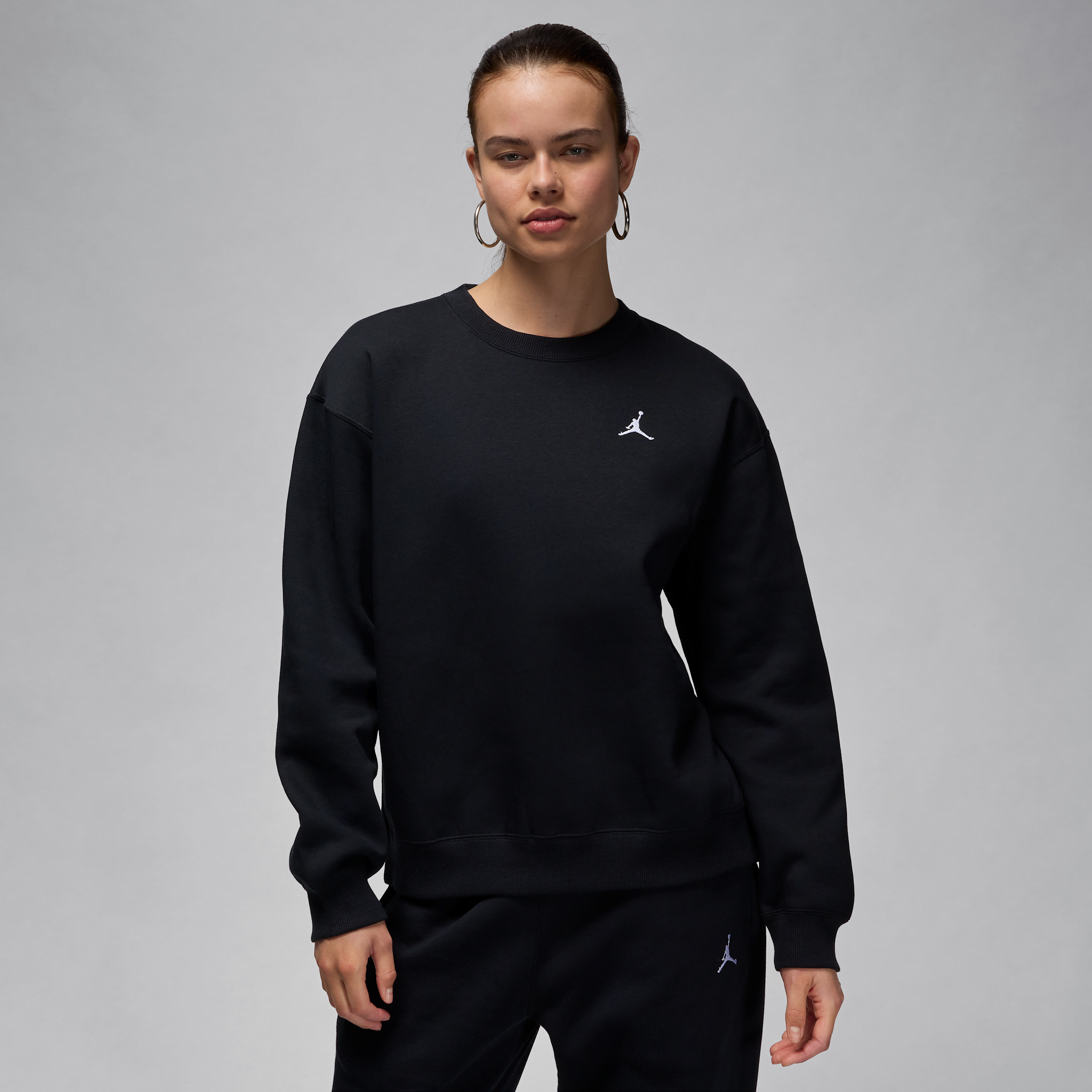 Jordan Women's Brooklyn Fleece Crew-neck Sweatshirt In Black