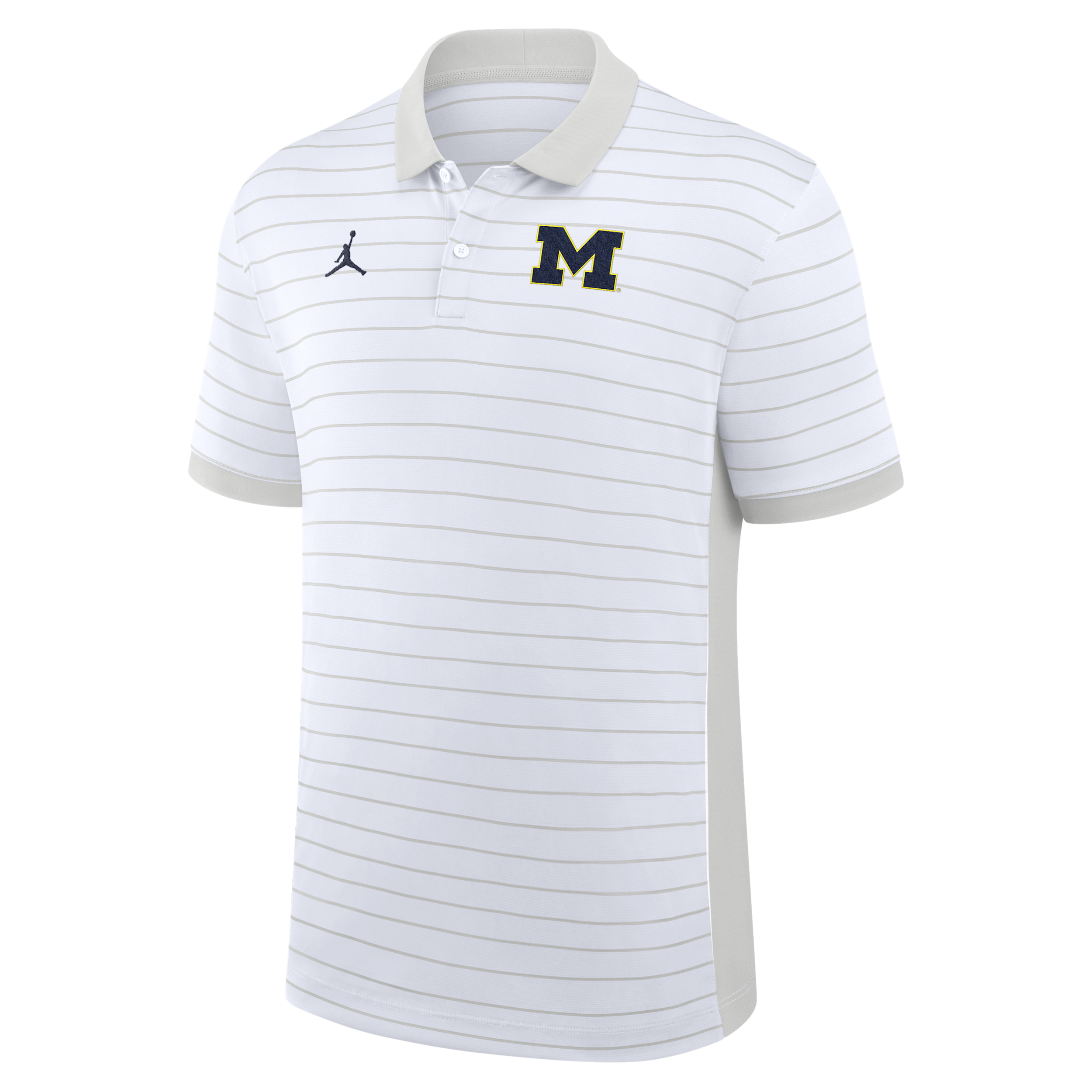 Jordan Men's Michigan Sideline Victory Stripe  Brand Dri-fit College Polo In White