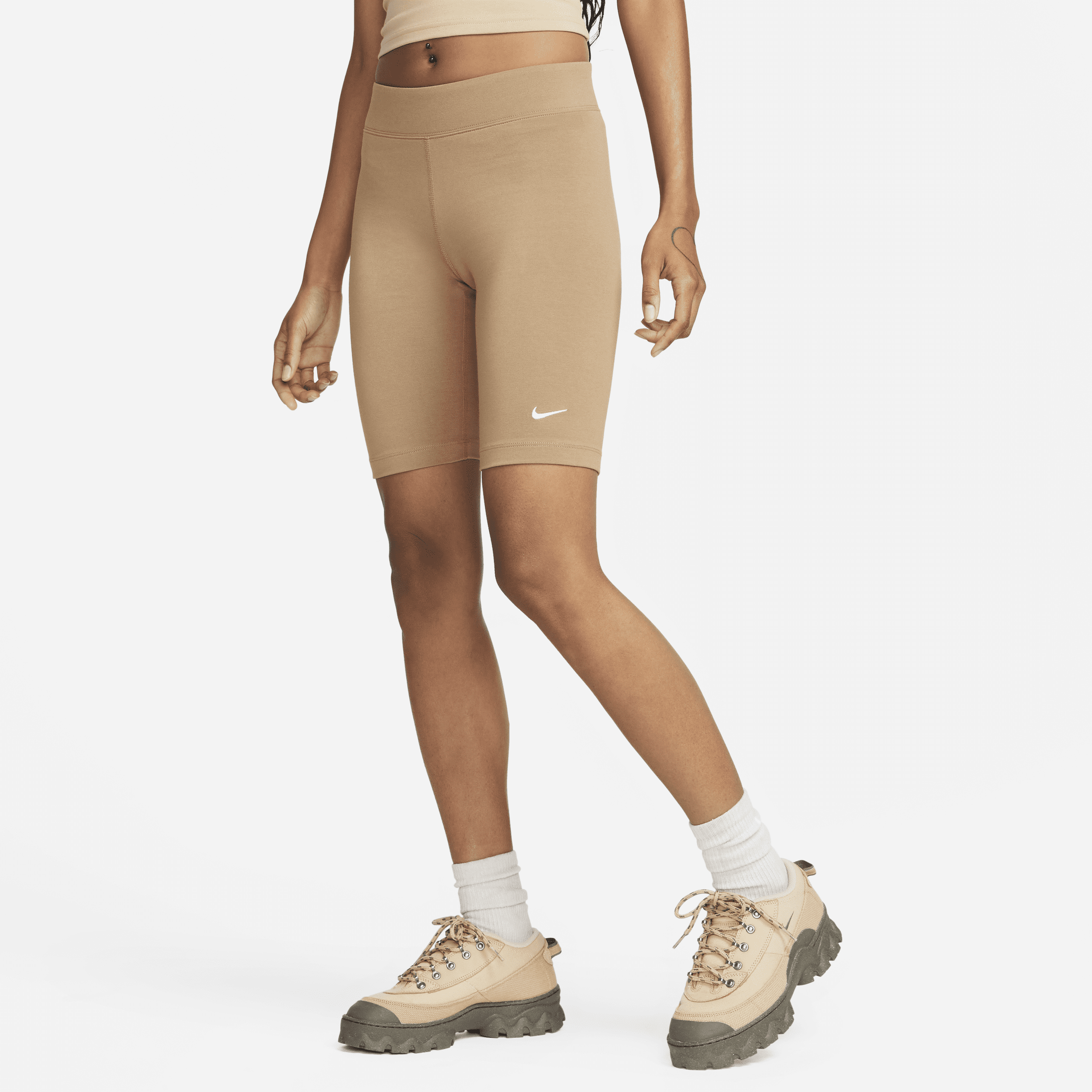 Nike Women's  Sportswear Essential Mid-rise 10" Biker Shorts In Brown