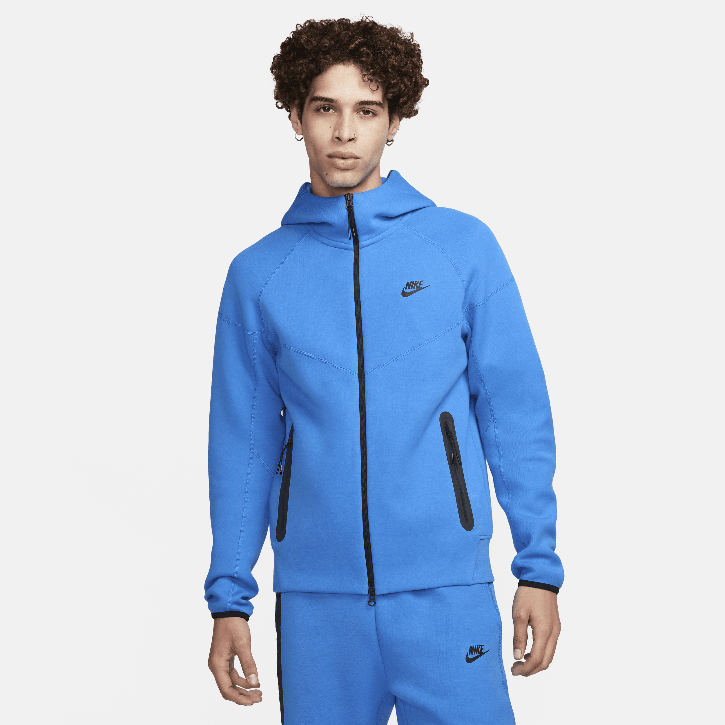 Shop Nike Men's  Sportswear Tech Fleece Windrunner Full-zip Hoodie In Blue