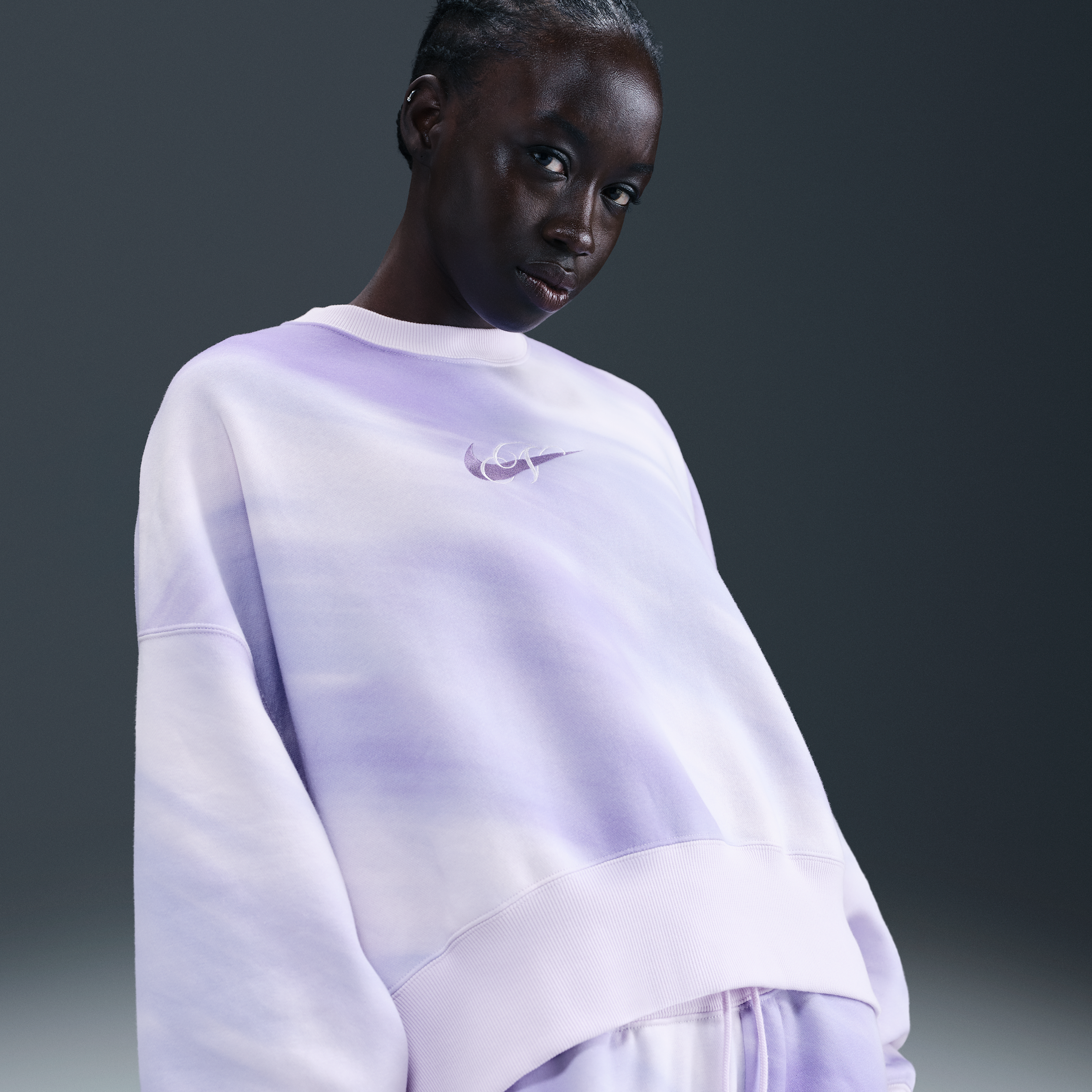 Nike Women's Sportswear Phoenix Fleece Oversized Crew-neck Sweatshirt In Purple