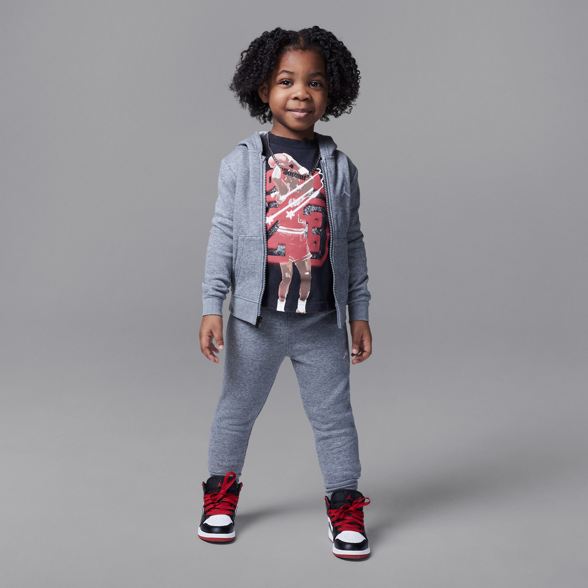 Jordan Brooklyn Fleece Toddler 2-piece Full-zip Hoodie Set In Grey