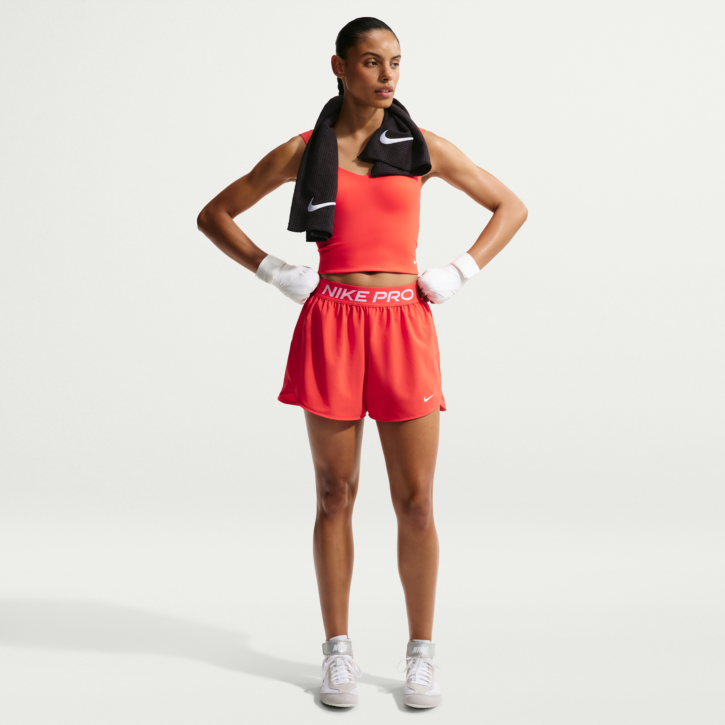 Women's Nike Pro Dri-FIT Mid-Rise Brief-Lined 3" Woven Shorts in Red | IQ0784-696
