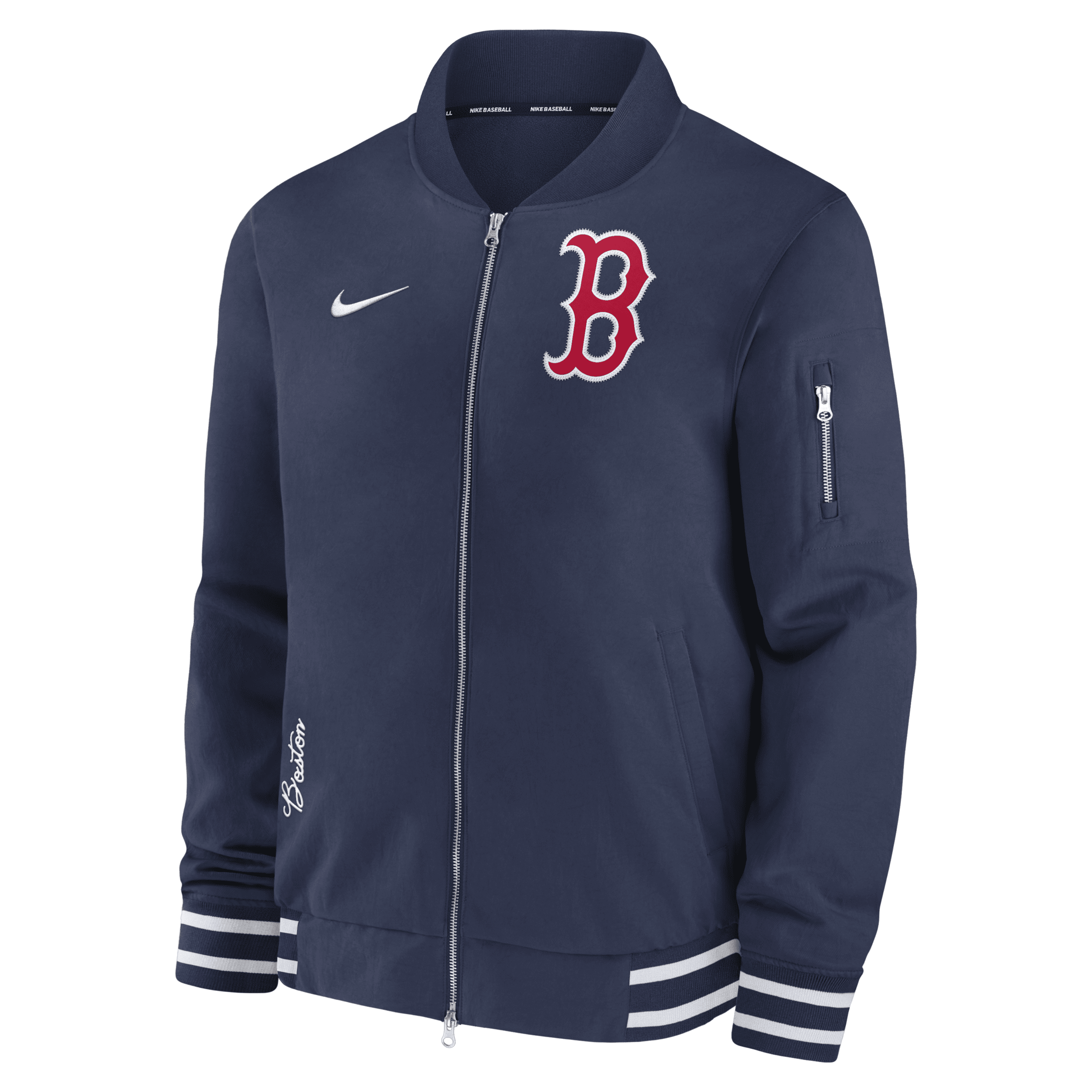 Shop Nike Boston Red Sox Authentic Collection  Men's Mlb Full-zip Bomber Jacket In Blue