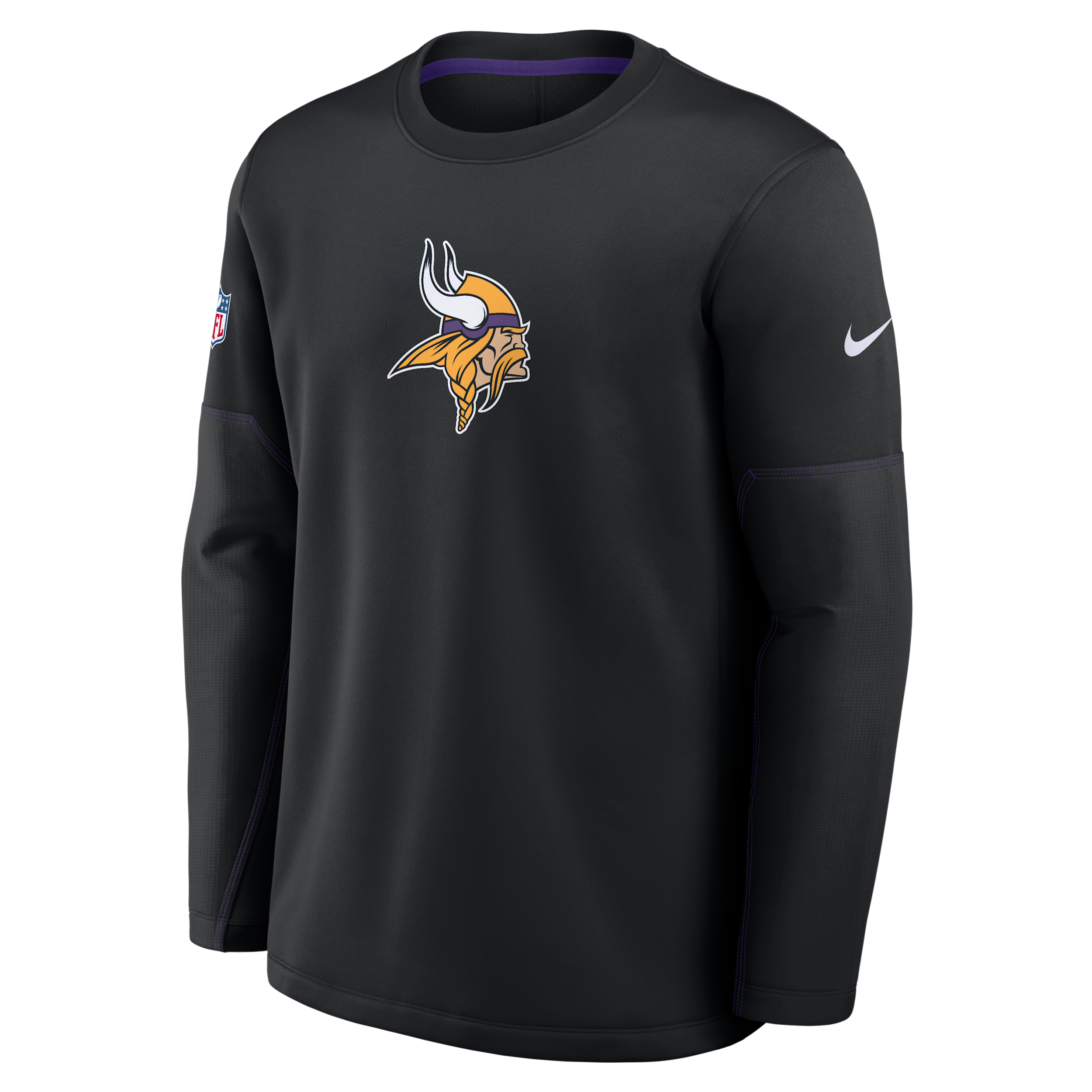 Minnesota Vikings Sideline Coaches Nike Men's Therma-FIT NFL Long-Sleeve T-Shirt in Black | 03BR091N9M-MXW