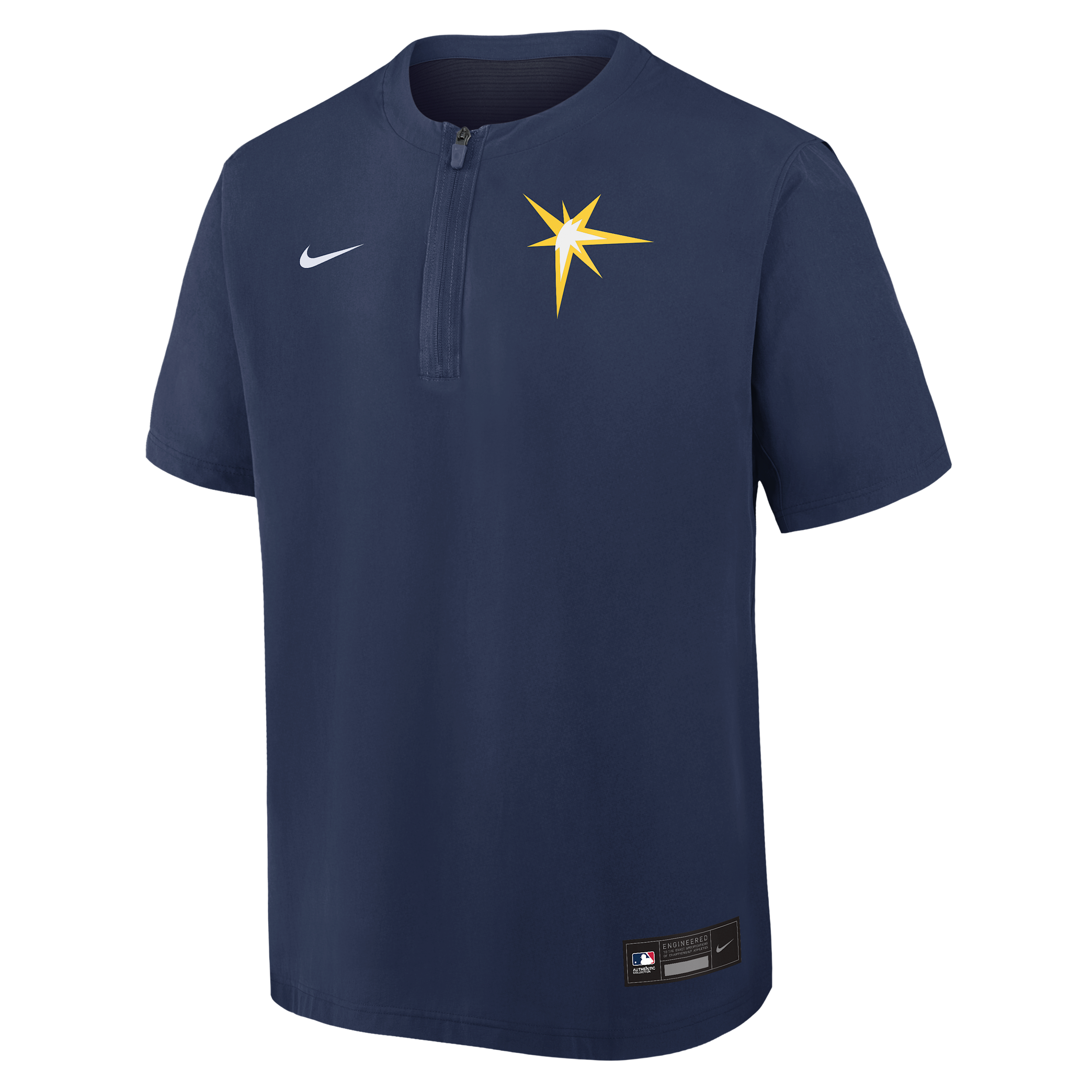 Tampa Bay Rays Authentic Collection Nike Men's Dri-FIT MLB 1/4-Zip Short-Sleeve Windshirt in Blue | 04HF11TFTPA-Q9T