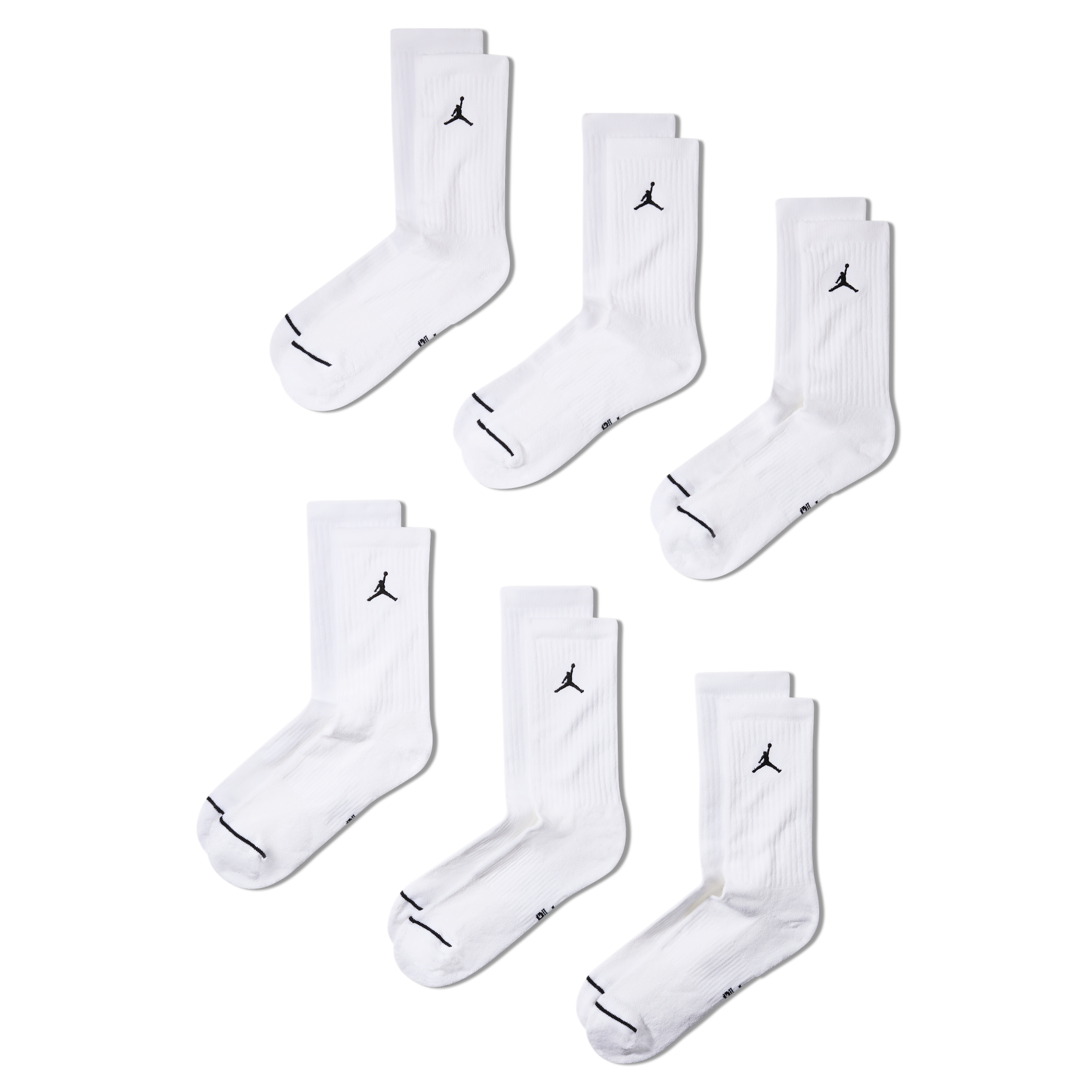 Jordan Everyday Cushioned Crew Socks (6 Pairs) in White | HV6228-100