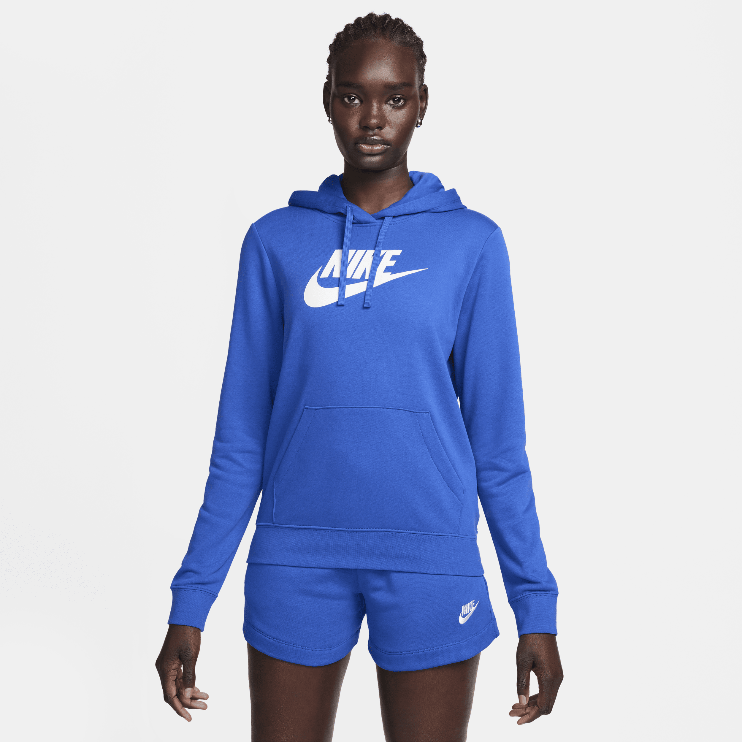 Shop Nike Women's  Sportswear Club Fleece Logo Pullover Hoodie In Blue