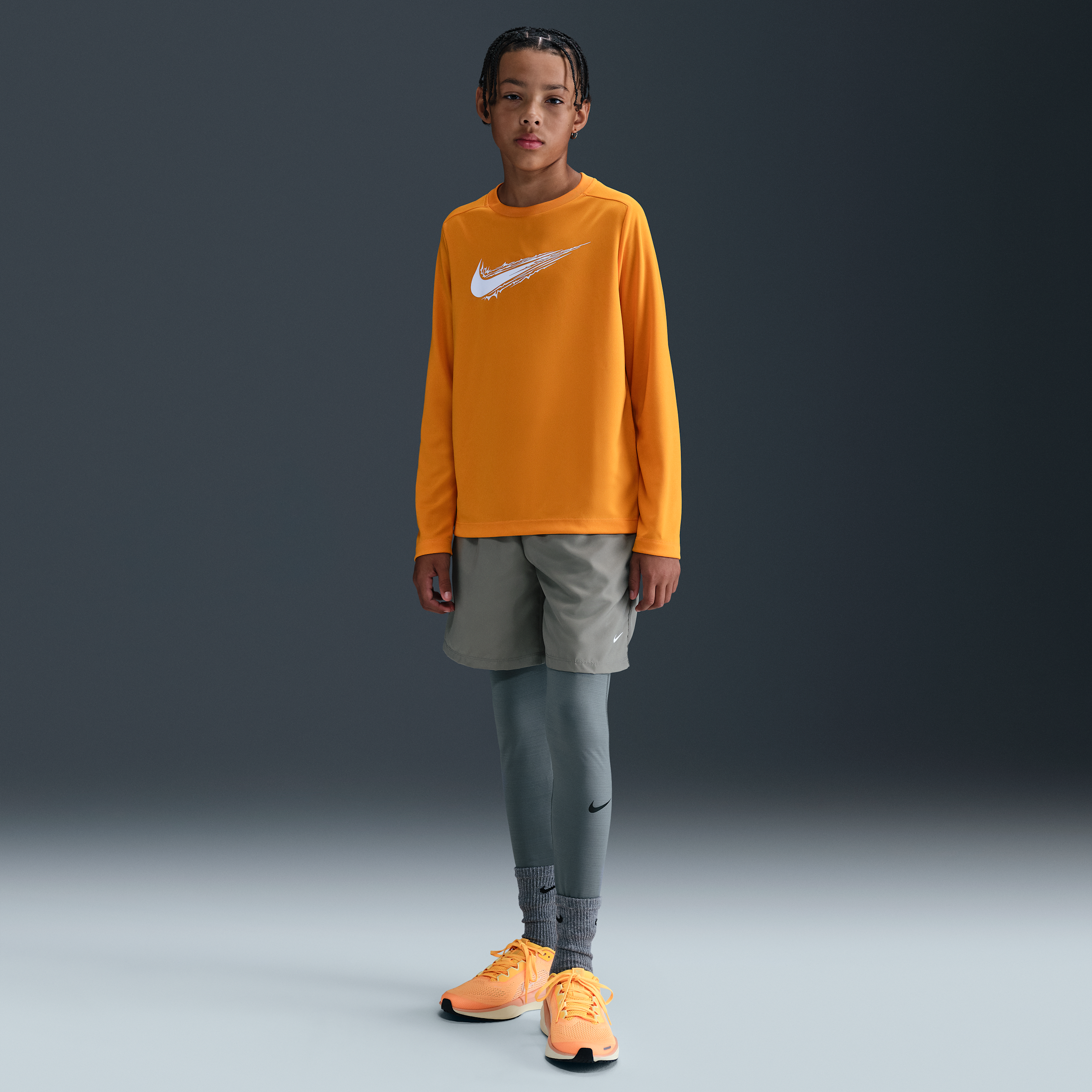 Nike Pro Big Kids' (Boys') Dri-FIT Tights in Grey | IO9018-084
