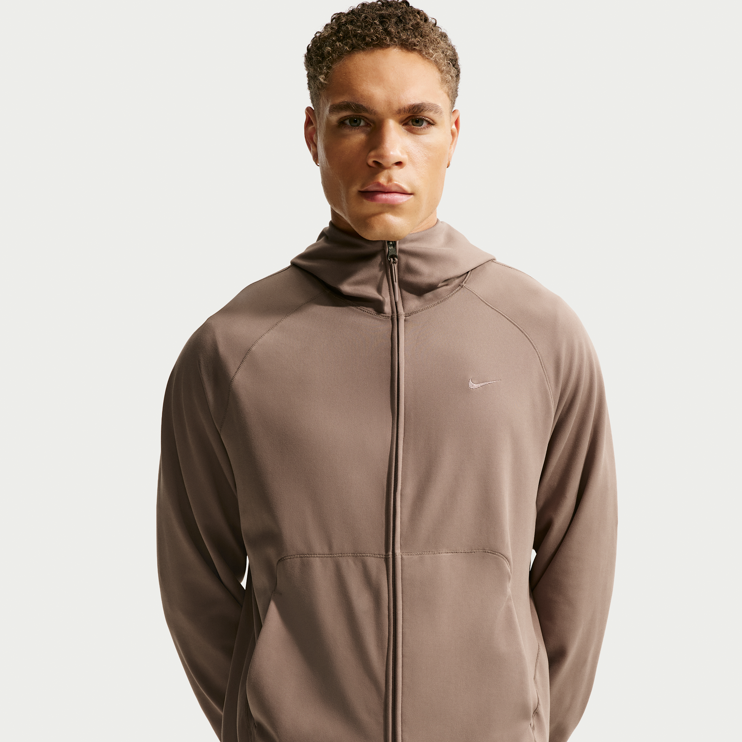 Nike Men's Primary NanoKnit Dri-FIT UV Protection Full-Zip Performance Hoodie in Brown | II1308-214