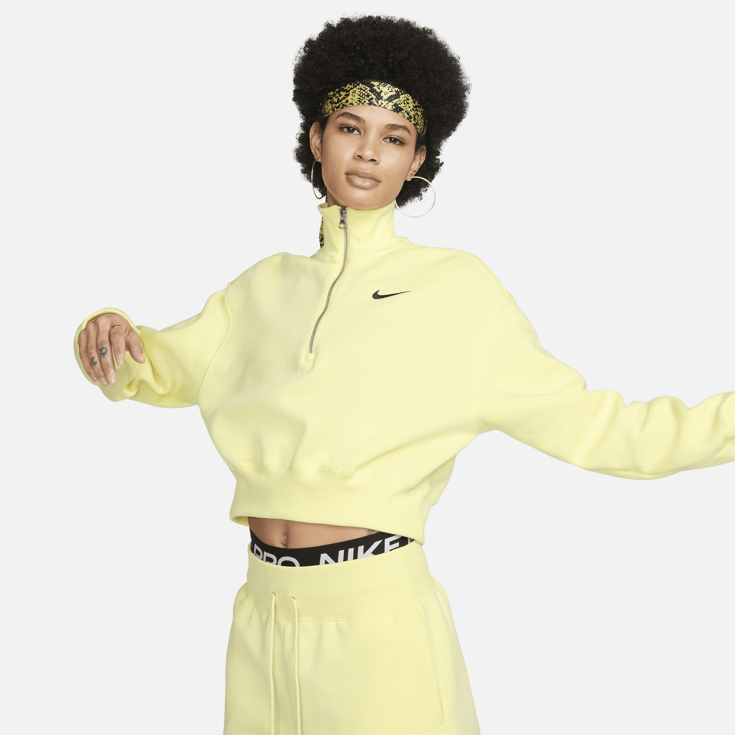 Nike Women's  Sportswear Phoenix Fleece Oversized 1/2-zip Crop Sweatshirt In Yellow
