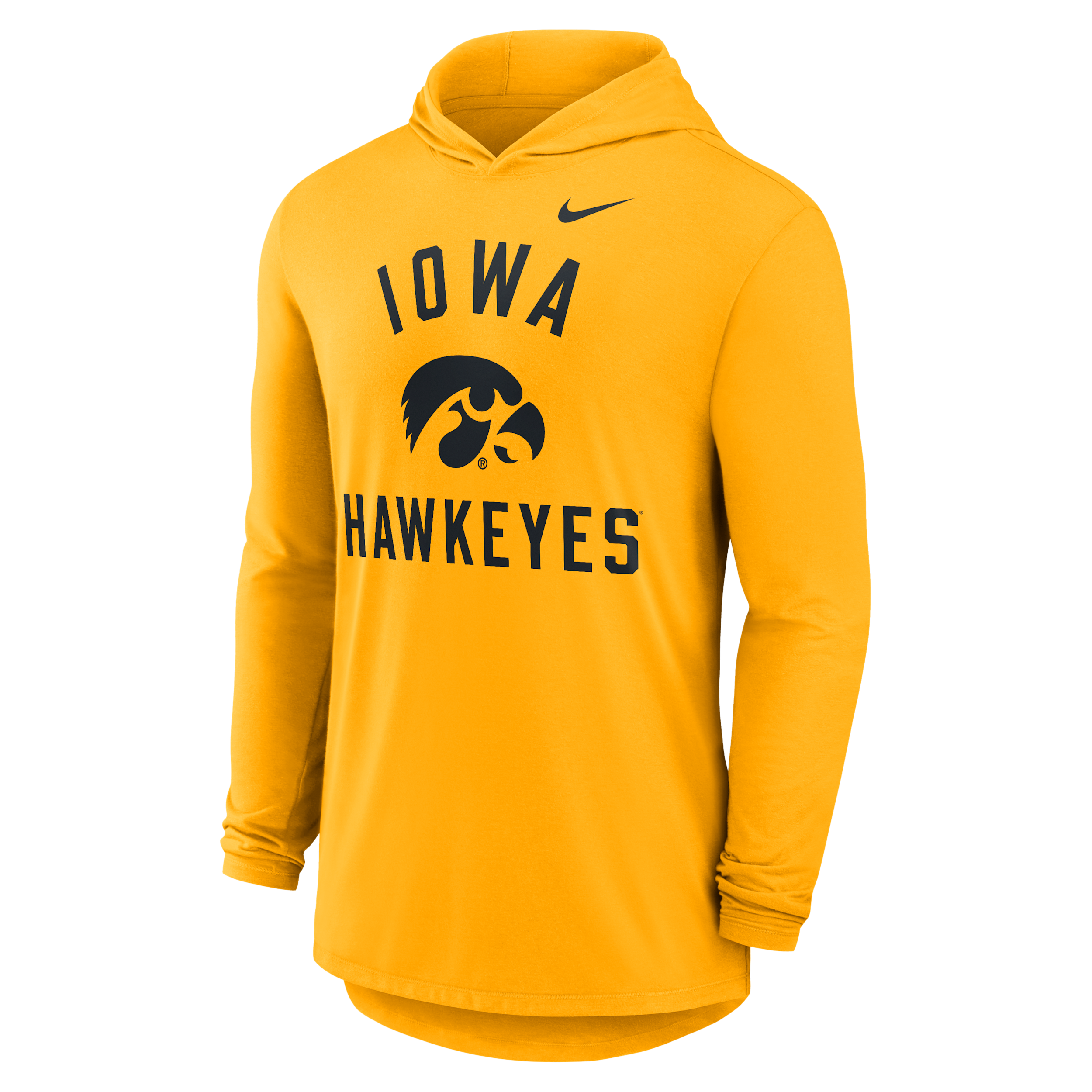 Nike Iowa Campus Arch  Men's Dri-fit College Long-sleeve Hooded T-shirt In Yellow