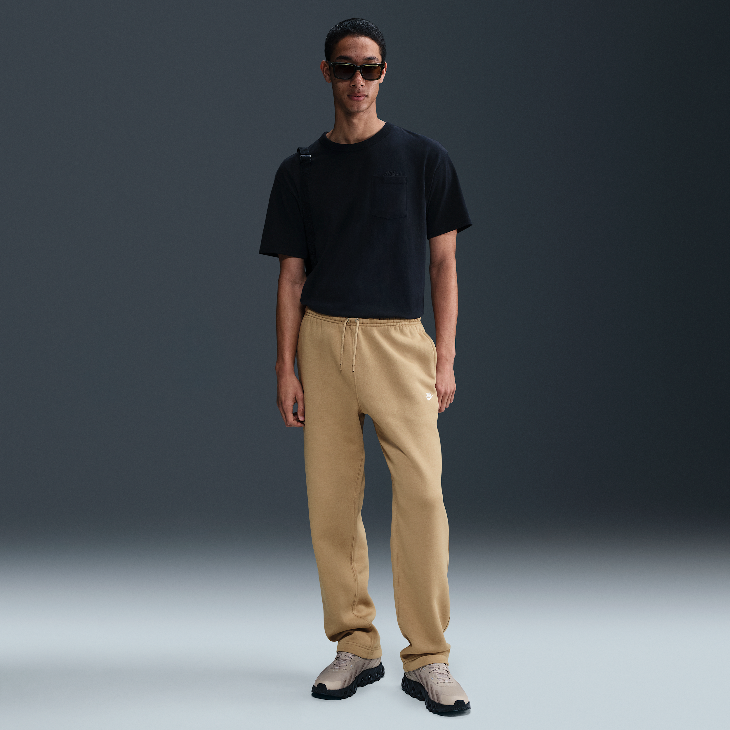 Nike Men's Club Open-hem Fleece Pants In Brown
