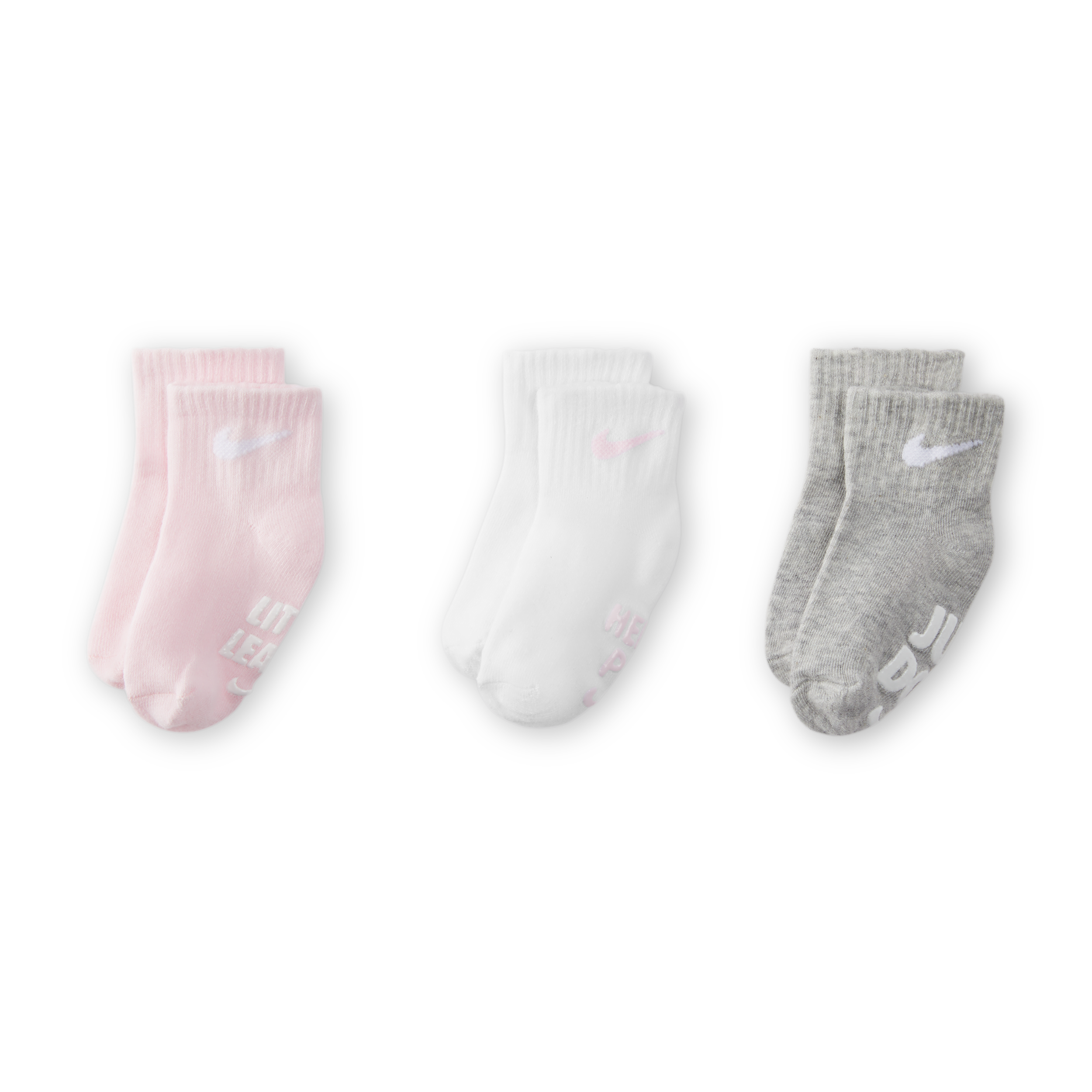 Nike Verbiage Gripper Socks (3 Pairs) Baby Socks in Pink | NN1004-A9Y