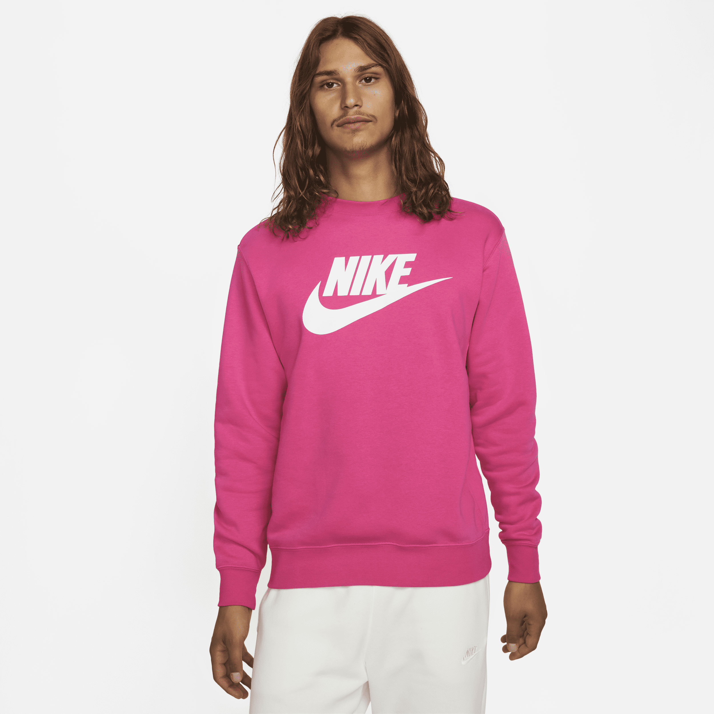 Nike Men's  Sportswear Club Fleece Graphic Crew In Pink