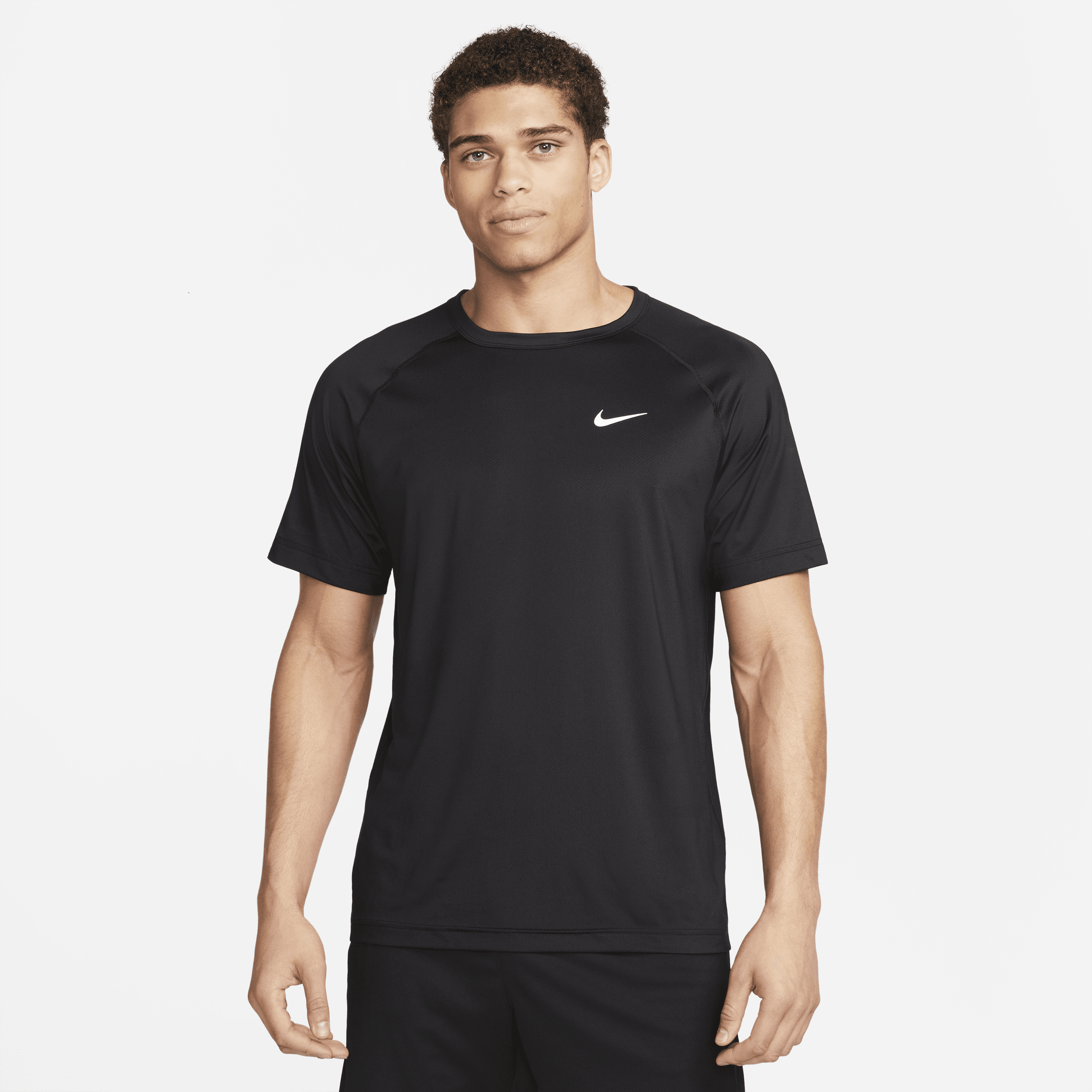 Shop Nike Men's Ready Dri-fit Short-sleeve Fitness Top In Black
