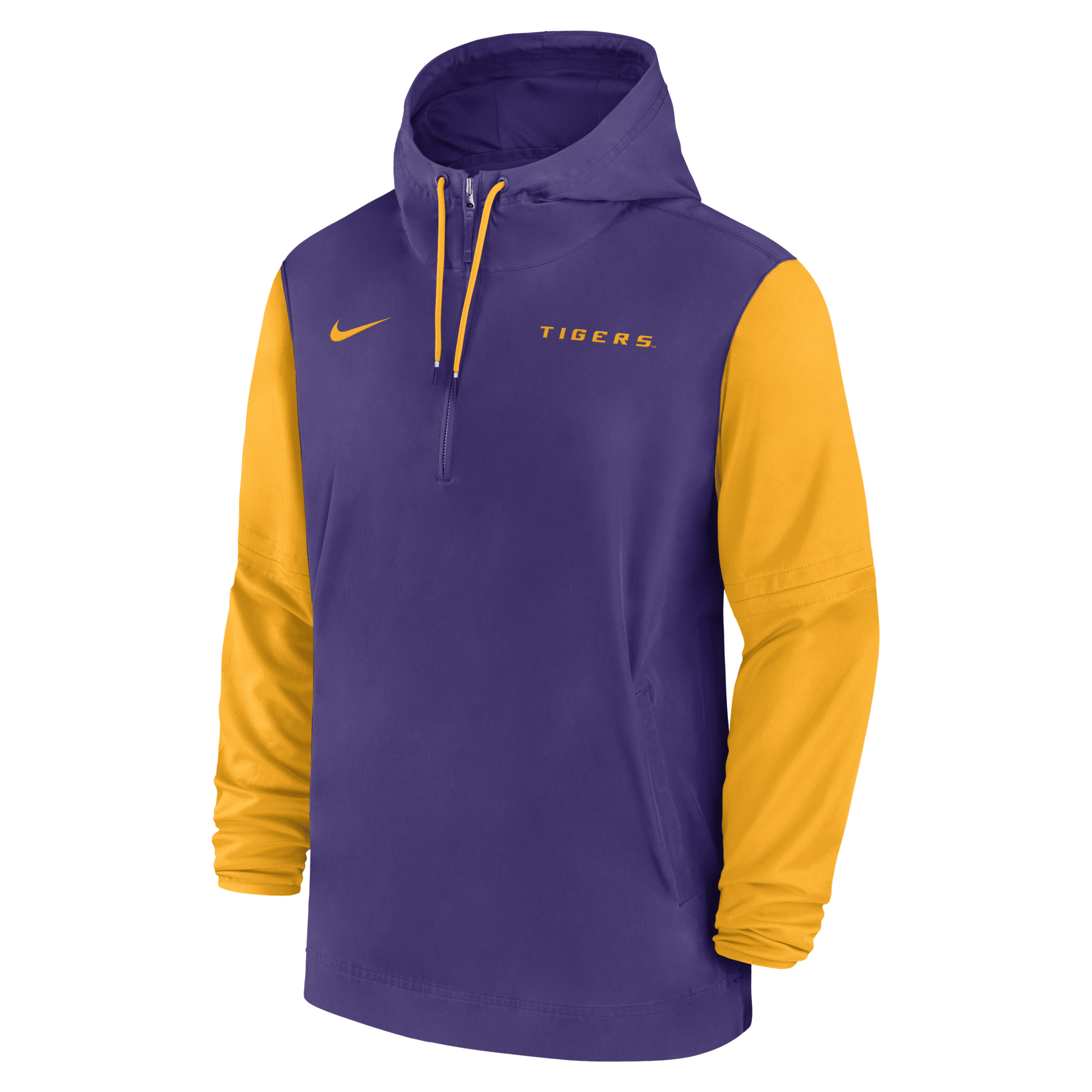 Nike Lsu Tigers Sideline Pre-game Player  Men's College 1/2-zip Hooded Jacket In Purple