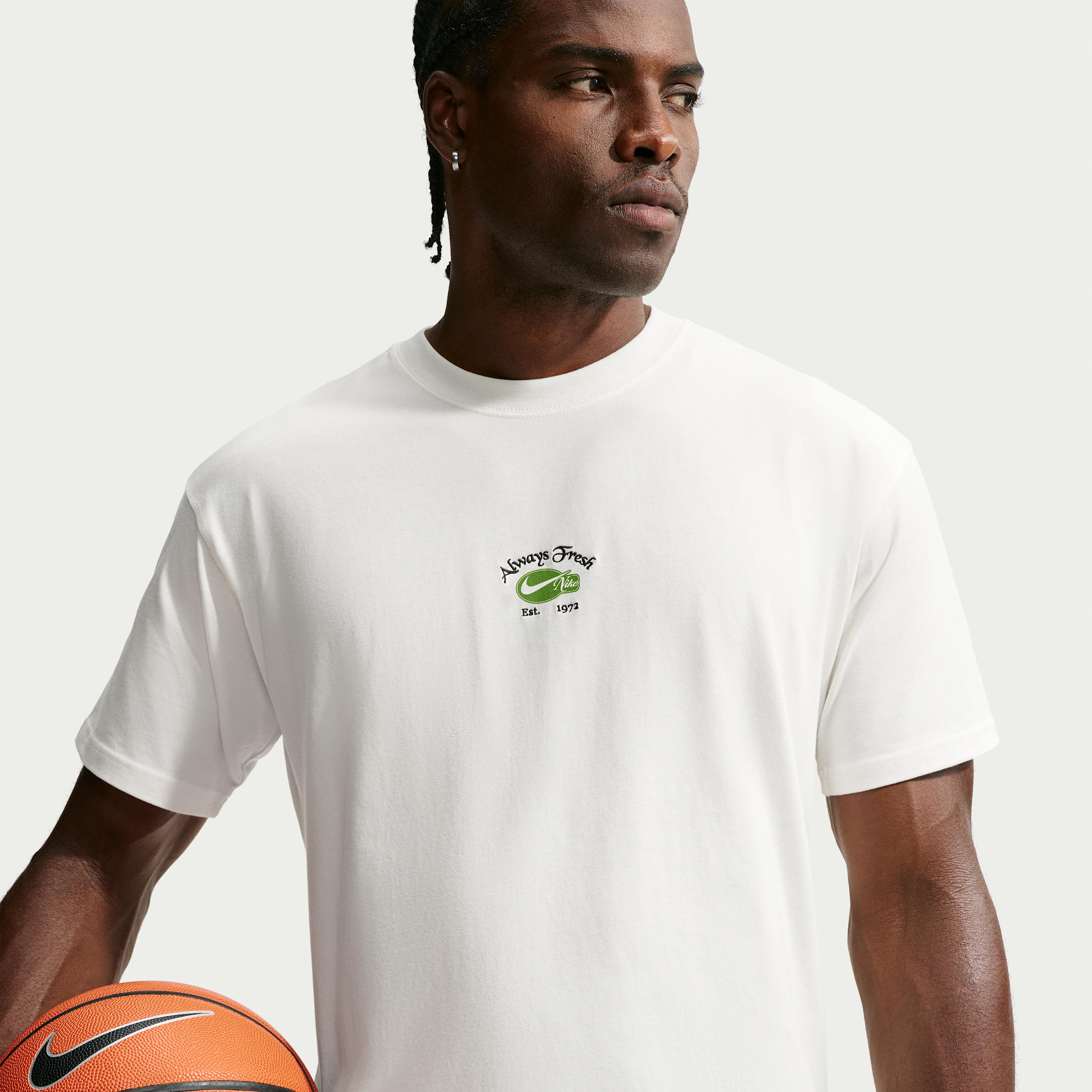 Nike Men's Max90 Hoops Peach Graphic T-Shirt, Medium, Sail
