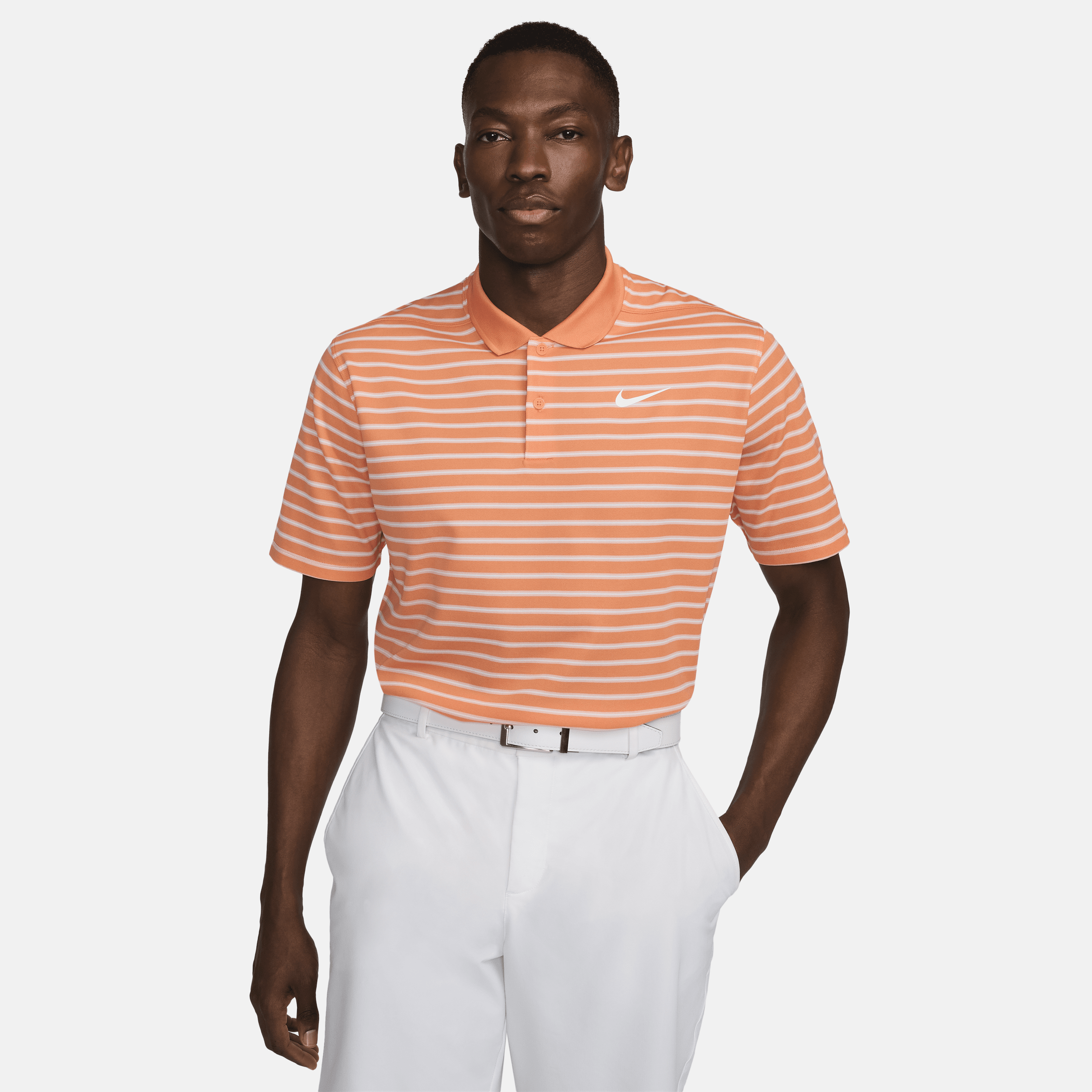 Shop Nike Men's Dri-fit Victory Striped Golf Polo In Orange