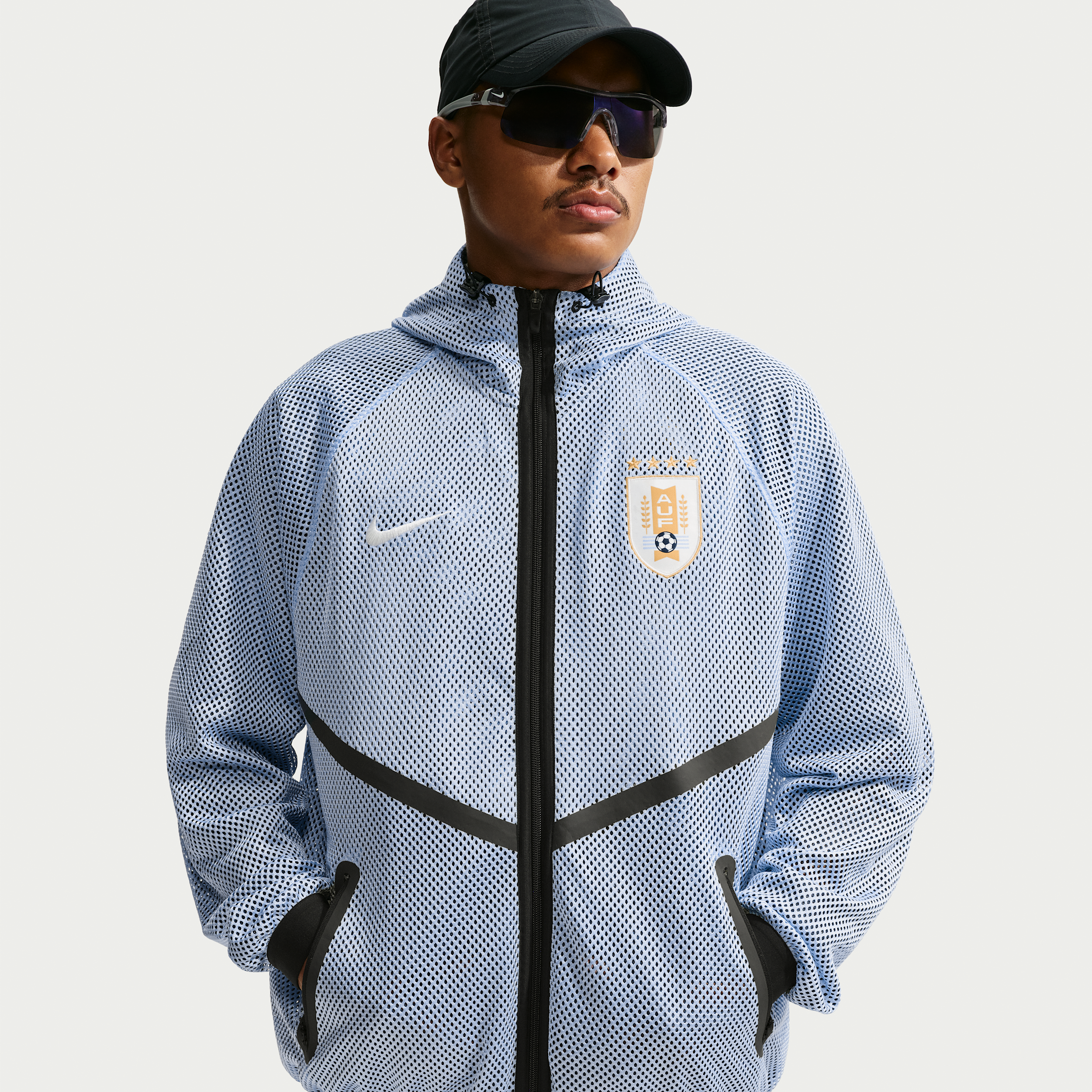Nike Men's Light Blue Uruguay National Team 2026 Anthem Mesh Dri-fit Full-Zip Hooded Jacket - Light Blue