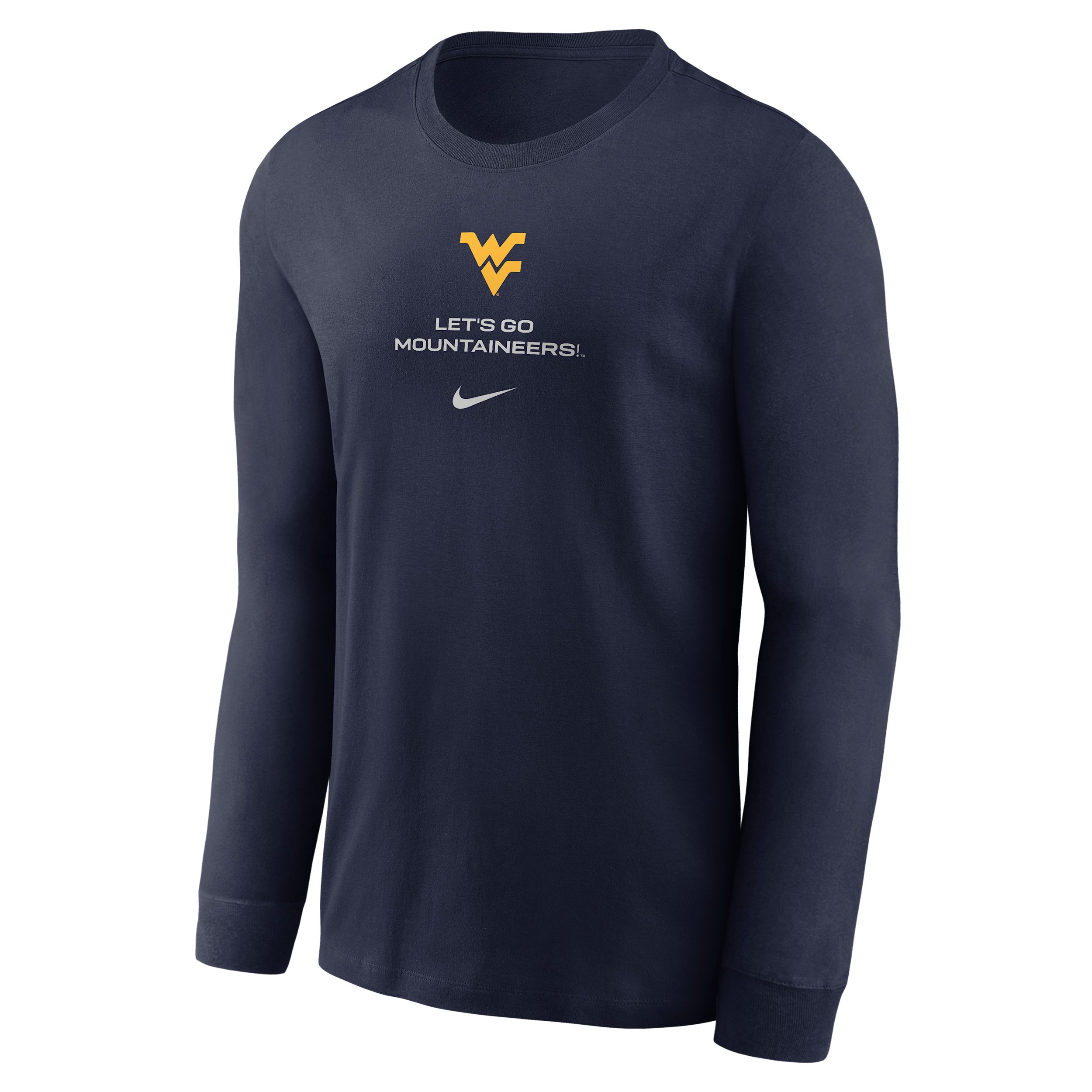 Nike Men's West Virginia Mountaineers 2026 Sideline Long-Sleeve Crewneck Screen-Print T-Shirt - Navy