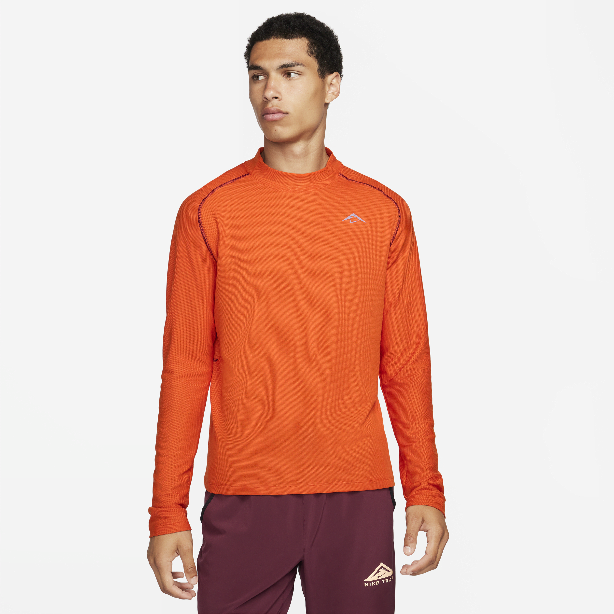Shop Nike Men's Trail Dri-fit Long-sleeve Running Top In Orange