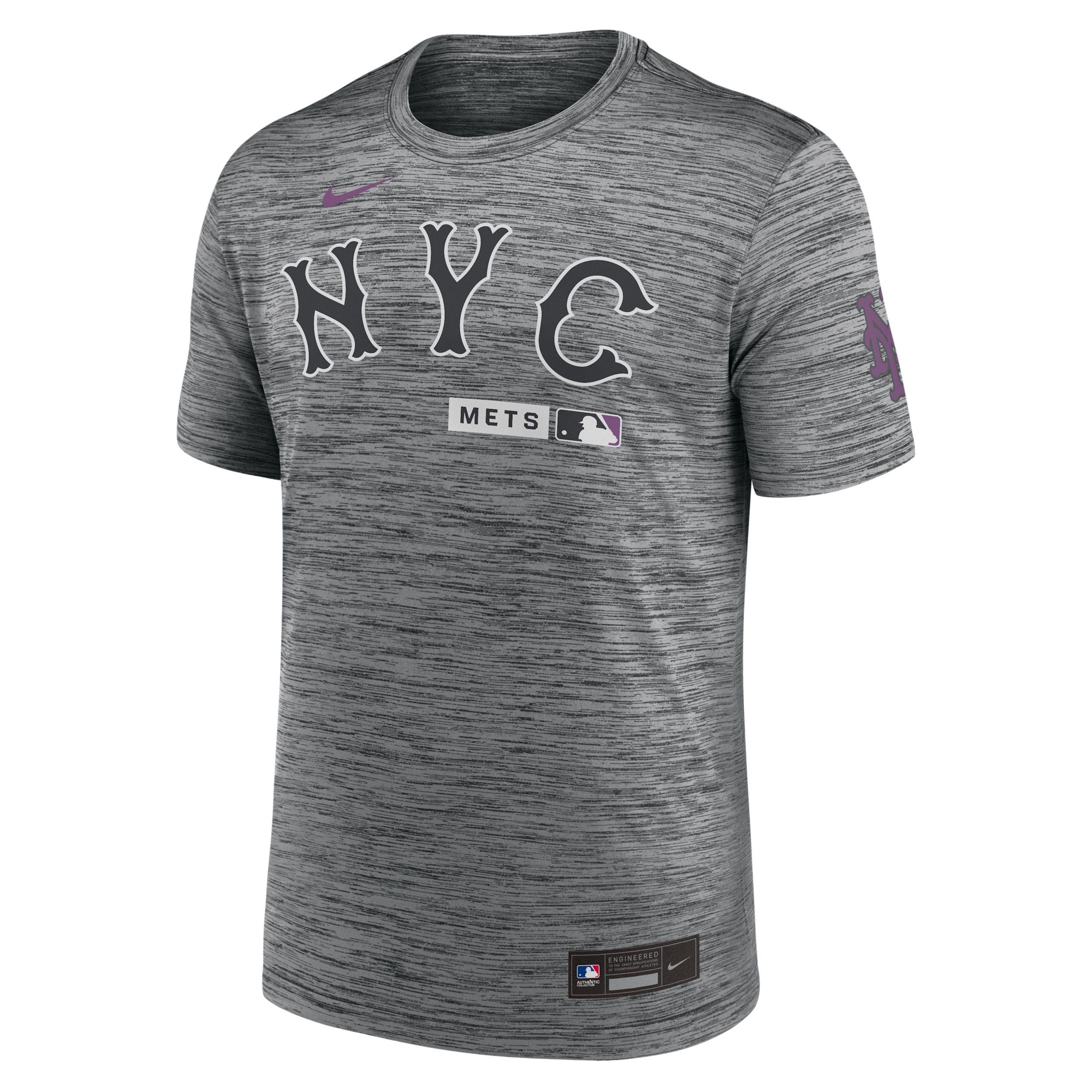 Nike Men's Anthracite New York Mets Authentic Collection City Connect Velocity Dri-fit T-Shirt - Anthracite