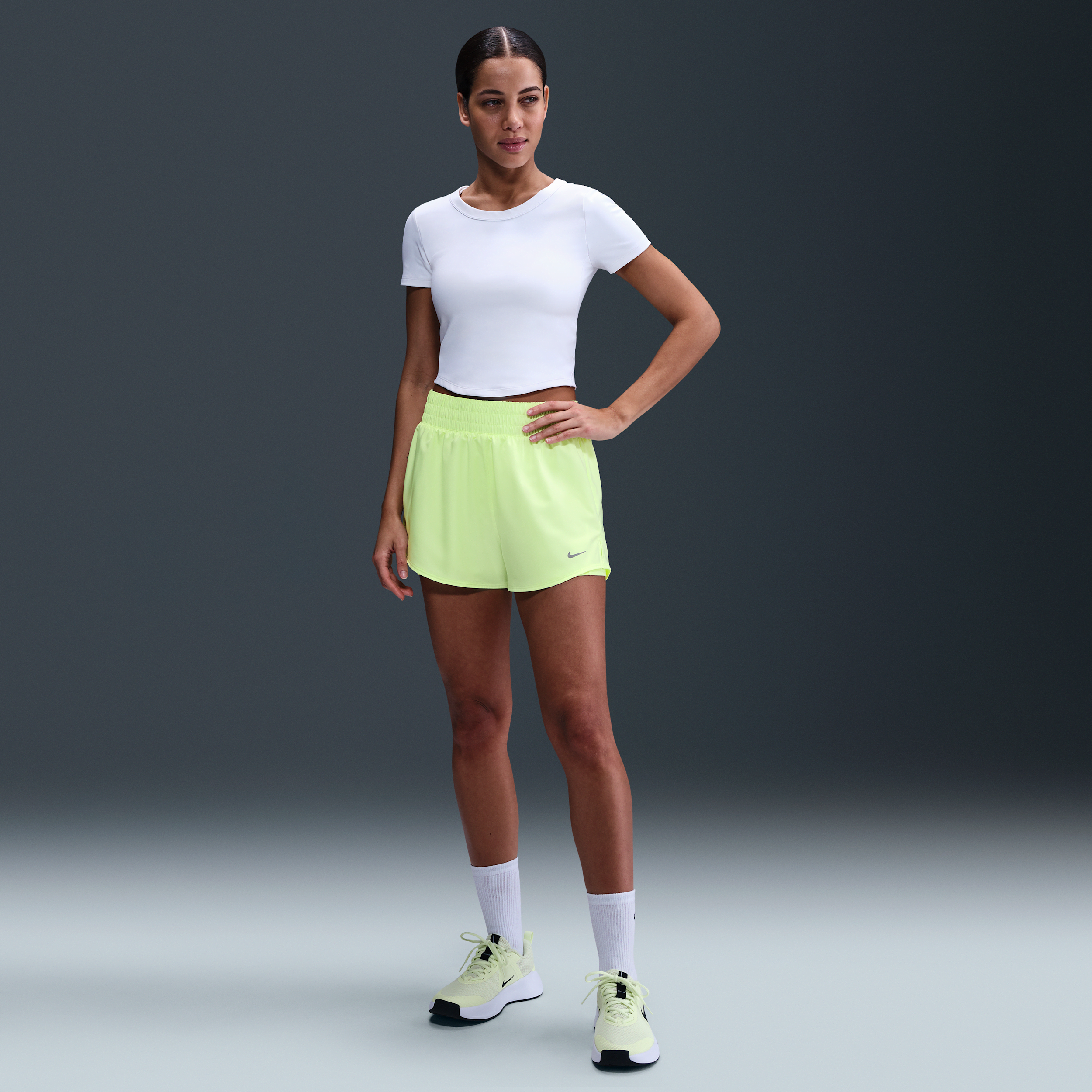Nike Women's One Dri-fit High-waisted 3" 2-in-1 Shorts In Yellow