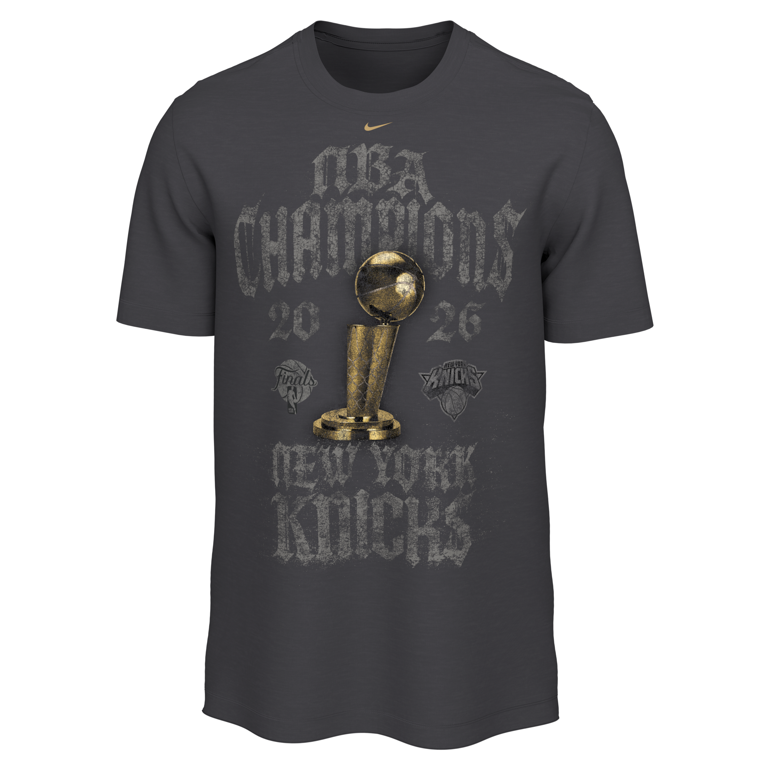 New York Knicks 2025-26 NBA Champions Nike Men's Basketball Locker Room T-Shirt in Grey | JJ0597-060