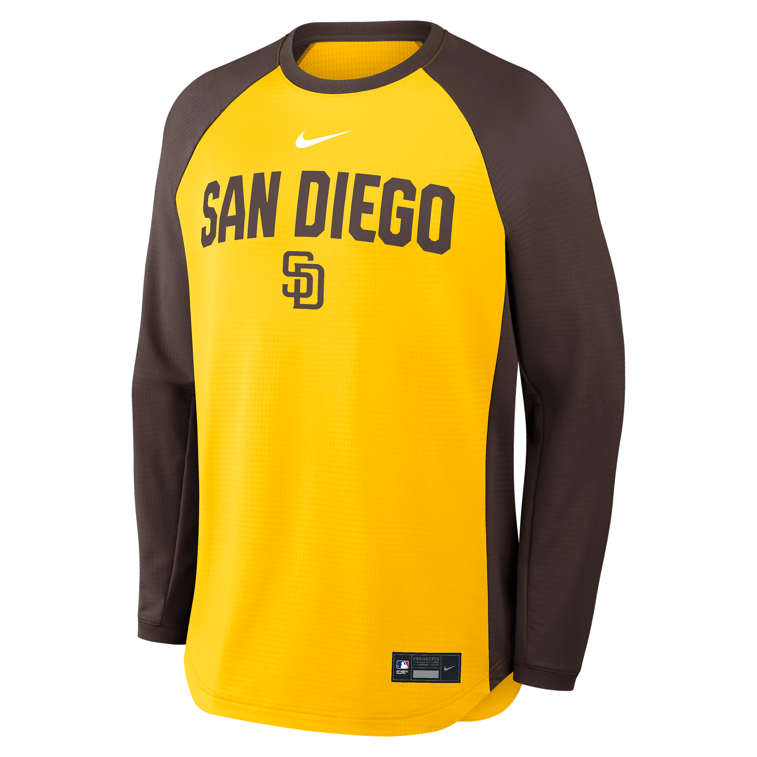 San Diego Padres Authentic Collection Nike Men's Dri-FIT Pullover Crew in Yellow | 04H20C6YPYP-7PG