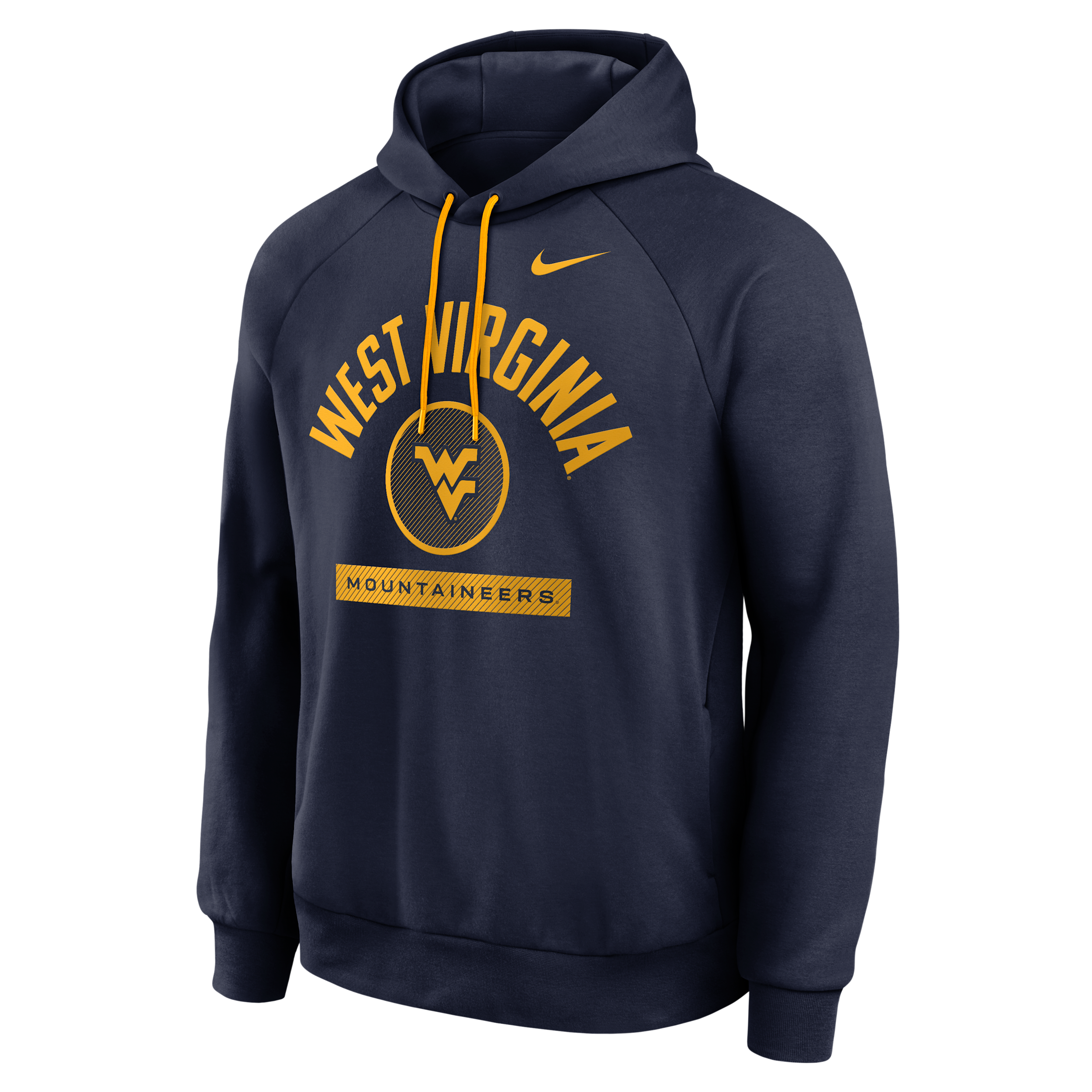 West Virginia Courtside Nike Men's Dri-FIT College Pullover Hoodie in Blue | 04EJ19MCWVN-USU