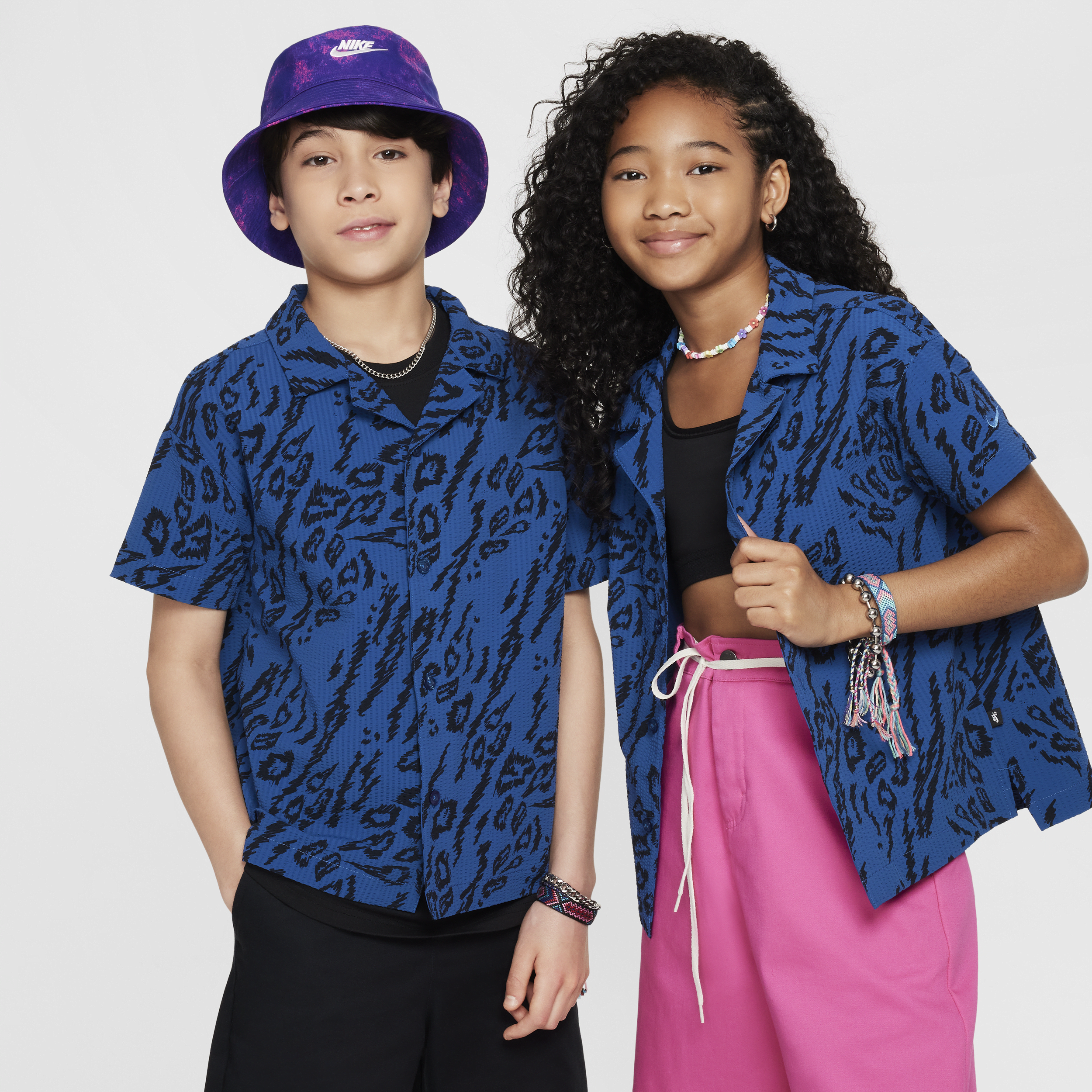 Shop Nike Sb Big Kids' Dri-fit Button-down Skate Shirt In Blue