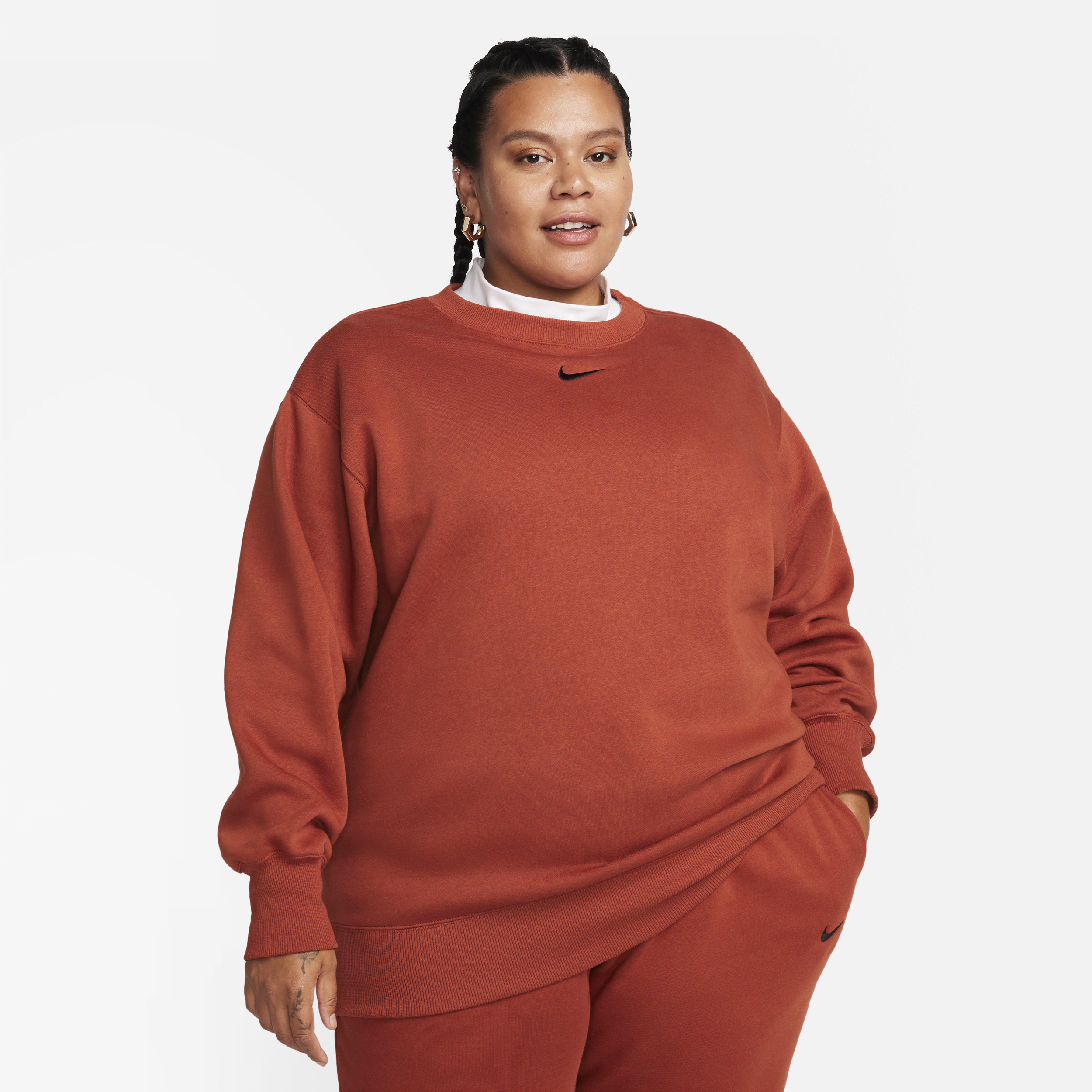 Nike Women's  Sportswear Phoenix Fleece Oversized Crew-neck Sweatshirt (plus Size) In Orange