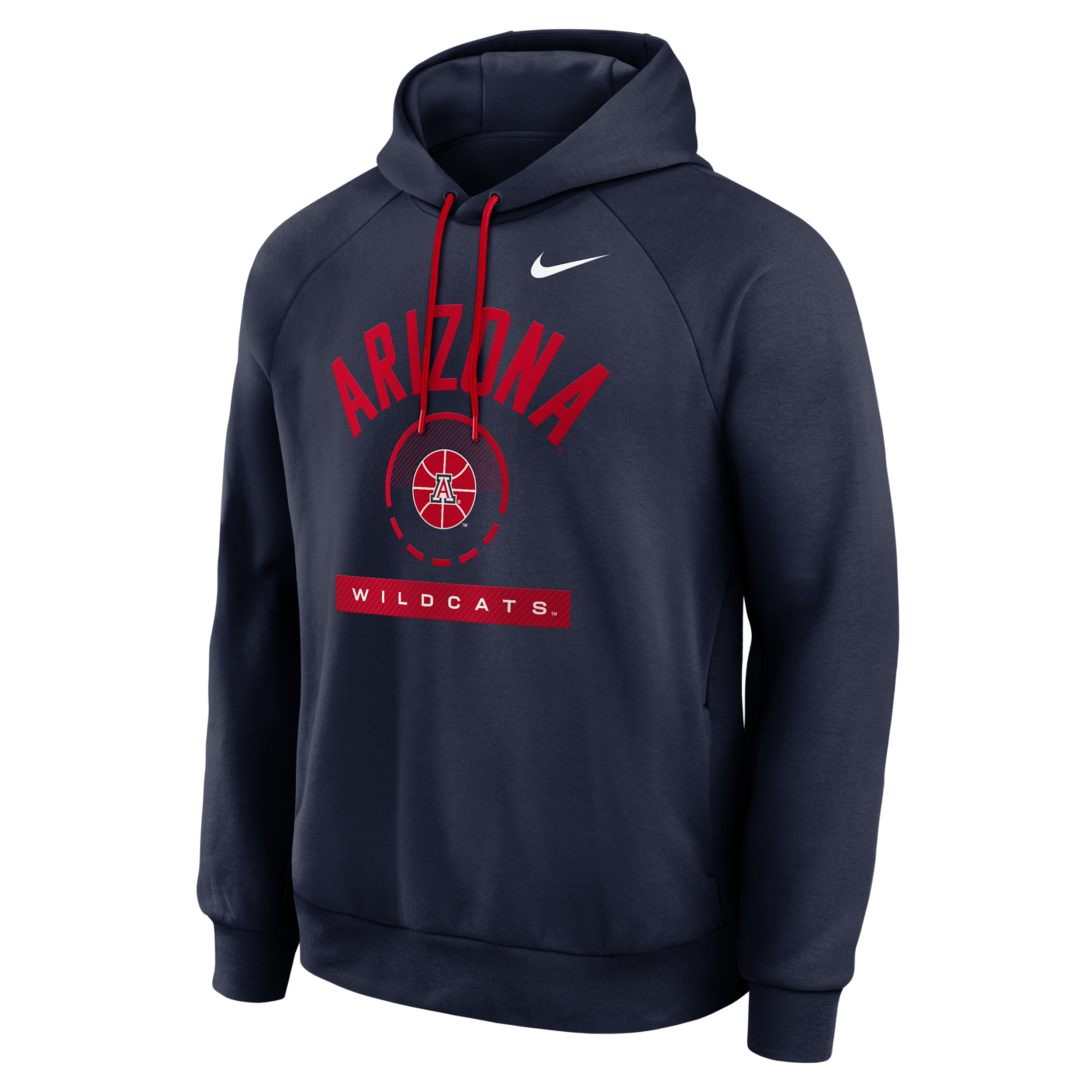 Nike Men's Navy Arizona Wildcats Courtside Practice Dri-fit Raglan Fleece Hoodie - Navy