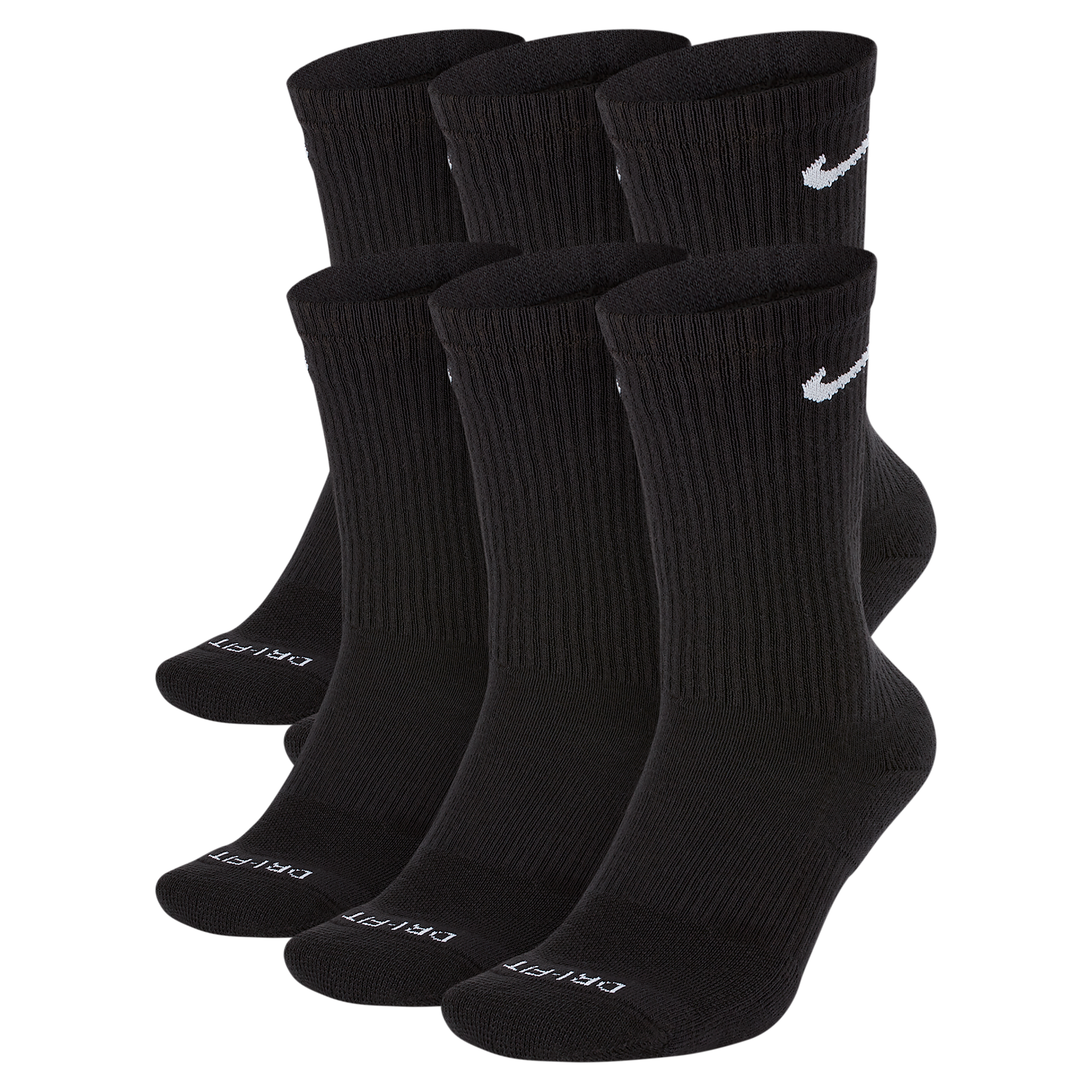 Nike Men's Everyday Plus Cushioned Training Crew Socks (6 Pairs) in Black | SX6897-010