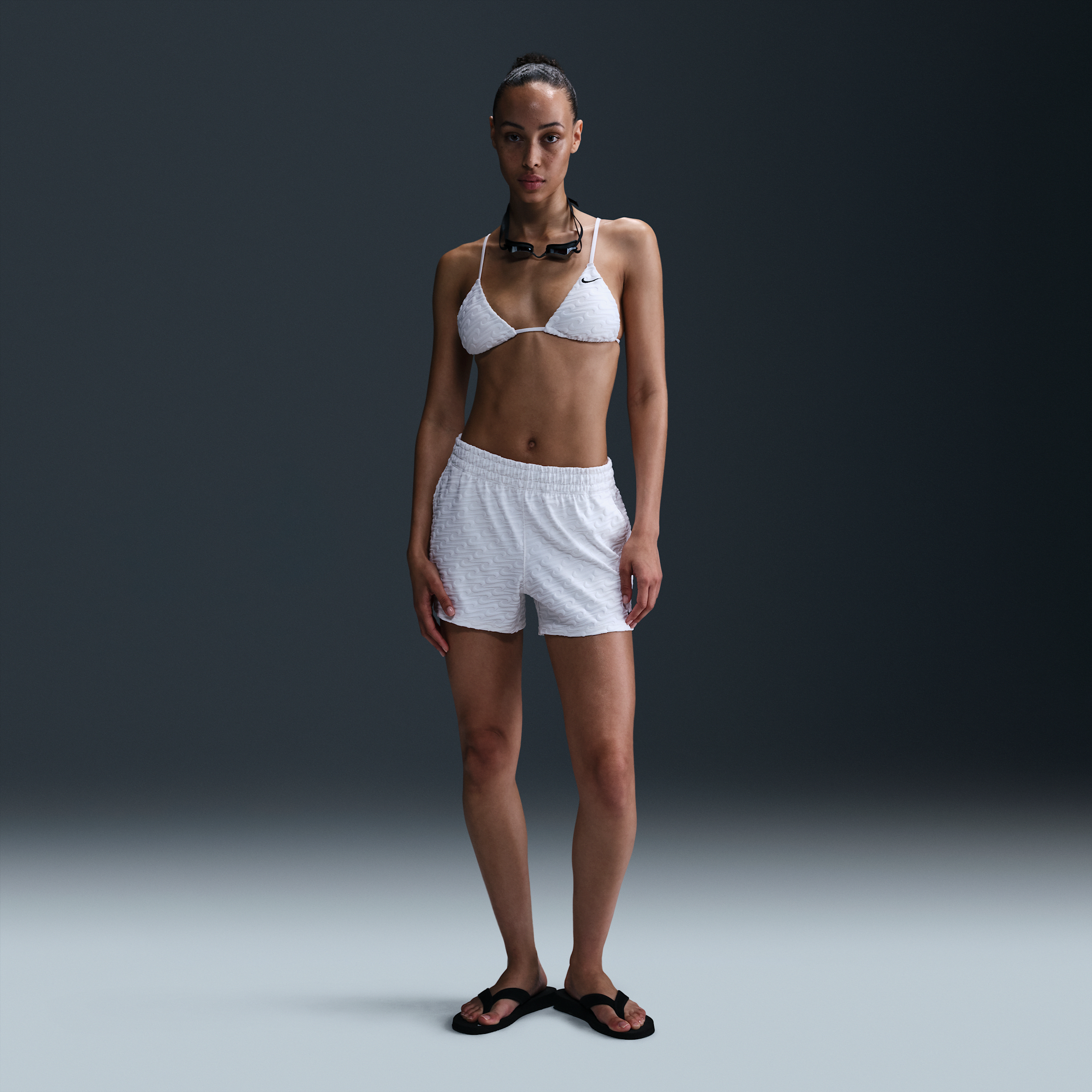 Nike Jacquard Terry Triangle Bikini Top In White