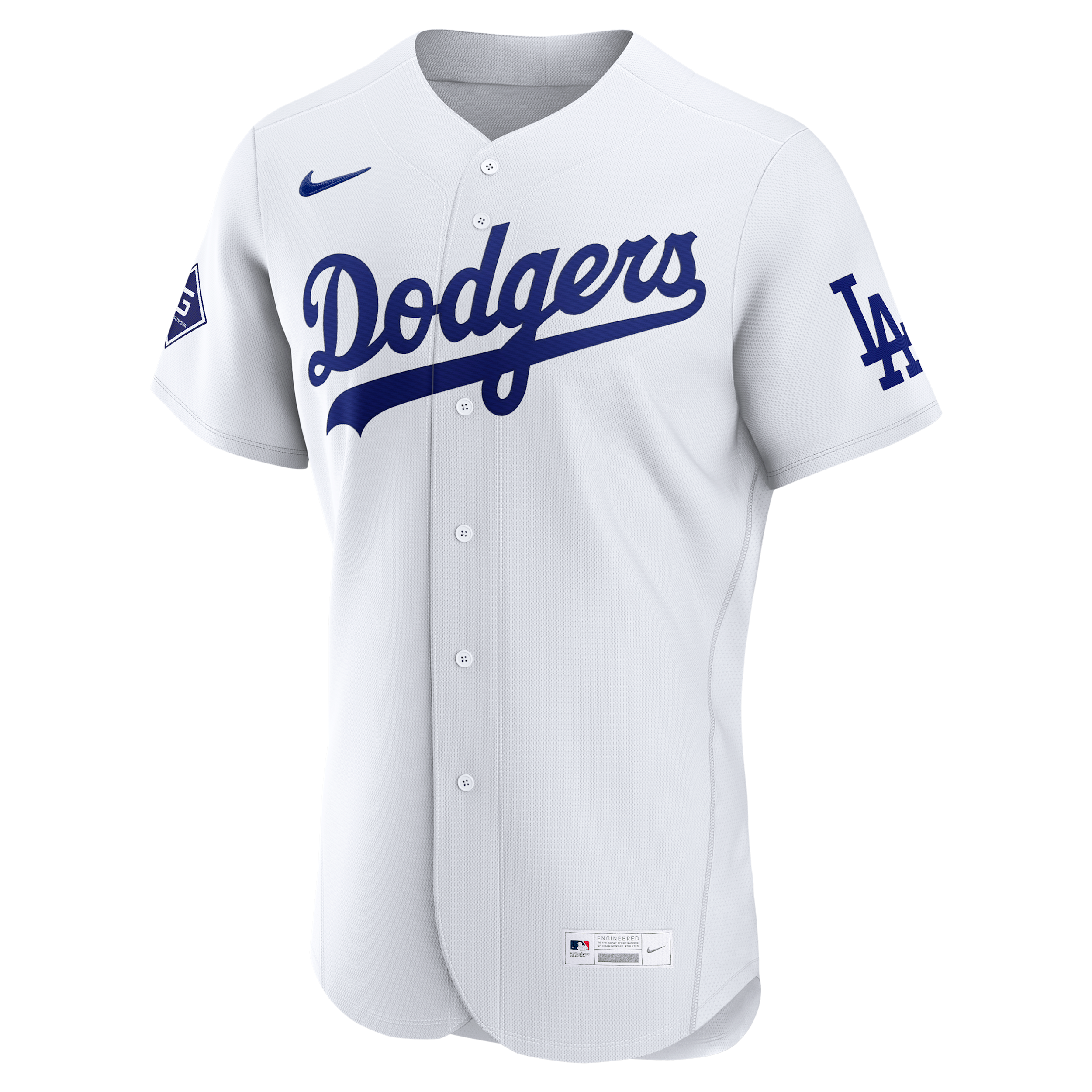Nike Men's White Los Angeles Dodgers Home Sponsor Patch Authentic Jersey - White