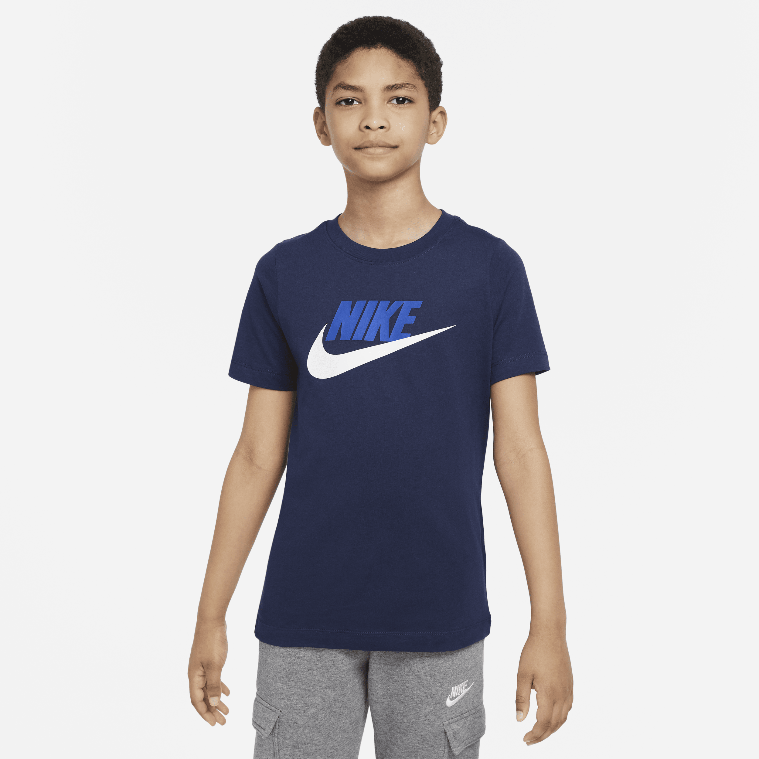 Shop Nike Sportswear Big Kids' Cotton T-shirt In Blue