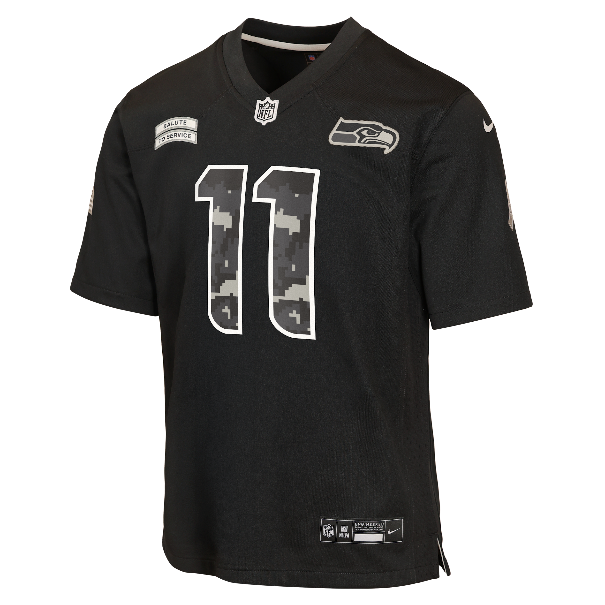 Jaxon Smith-Njigba Seattle Seahawks Salute to Service Big Kids' Nike NFL Game Jersey in Black | Z1B7FEOASEAJN-NAW