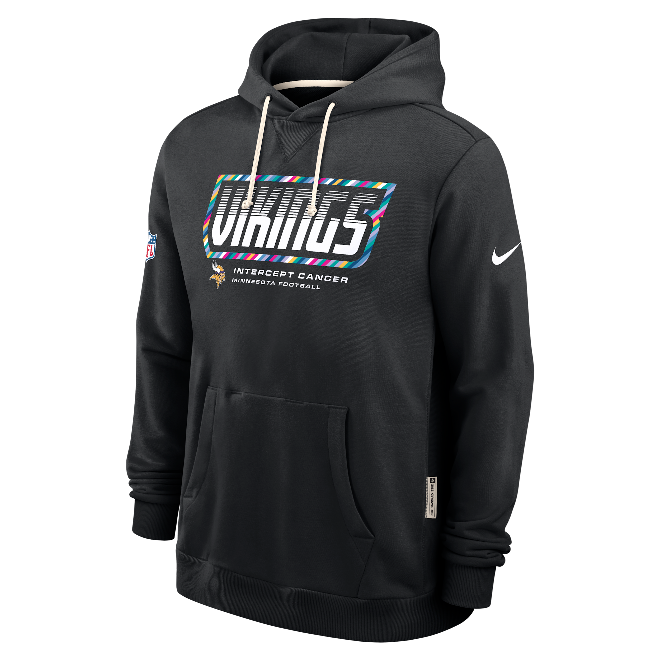 Minnesota Vikings Crucial Catch Sideline Standard Issue Nike Men's Dri-FIT NFL Pullover Hoodie in Black | 03AZ00AZUK-F9R