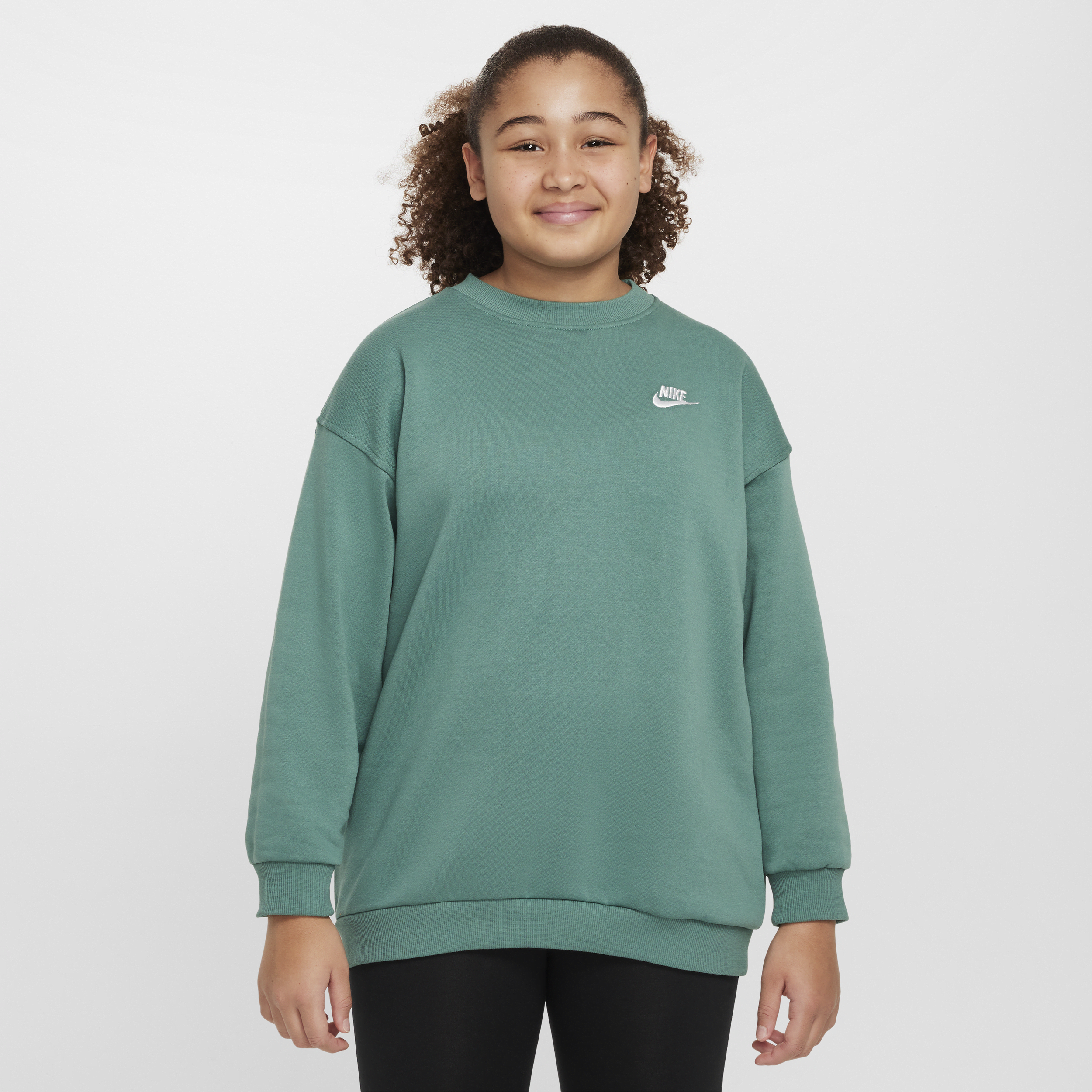 Shop Nike Sportswear Club Fleece Big Kids' (girls') Oversized Sweatshirt (extended Size) In Green