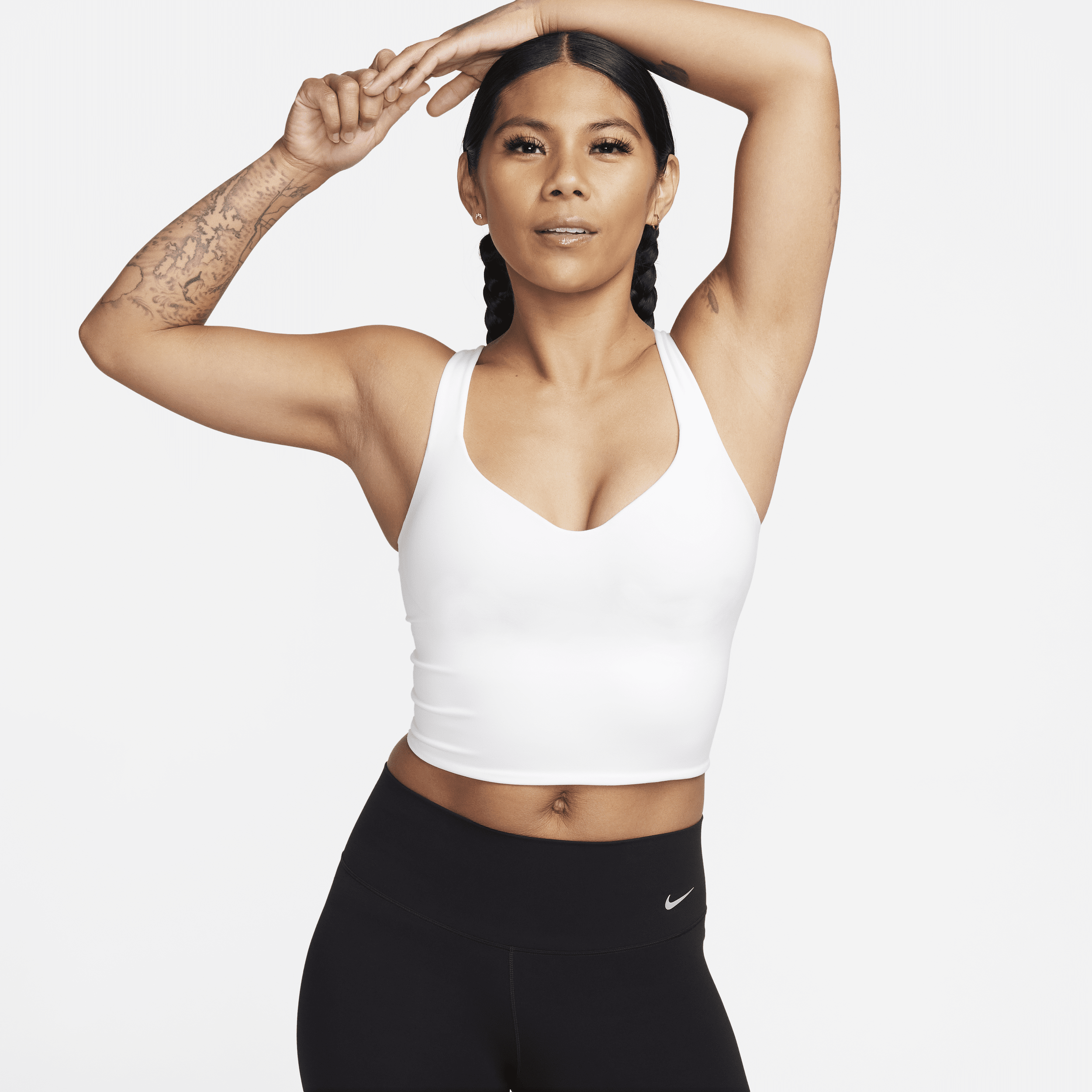 Shop Nike Women's Alate Medium-support Padded Sports Bra Tank Top In White