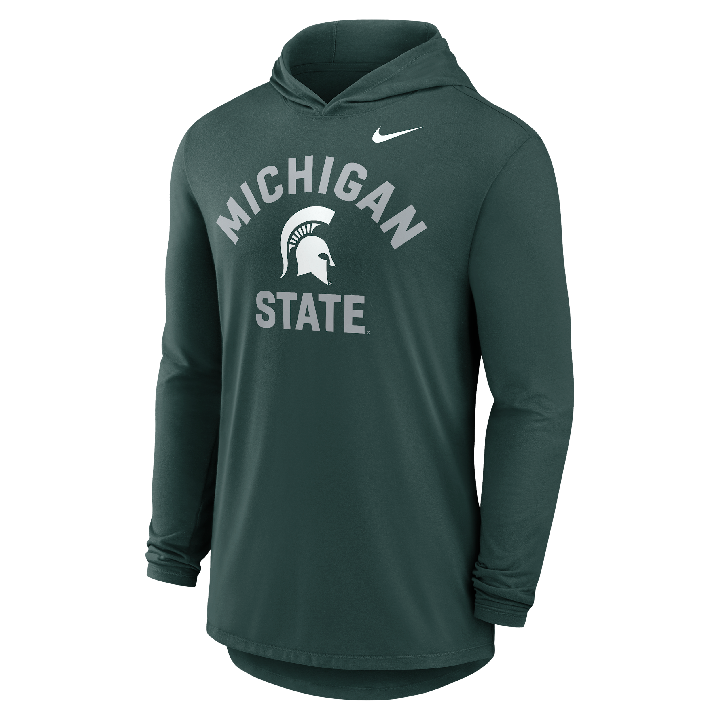 Michigan State Primetime Arch Nike Men's Dri-FIT College Long-Sleeve Hooded T-Shirt in Green | 01NB3EYMST-UKL