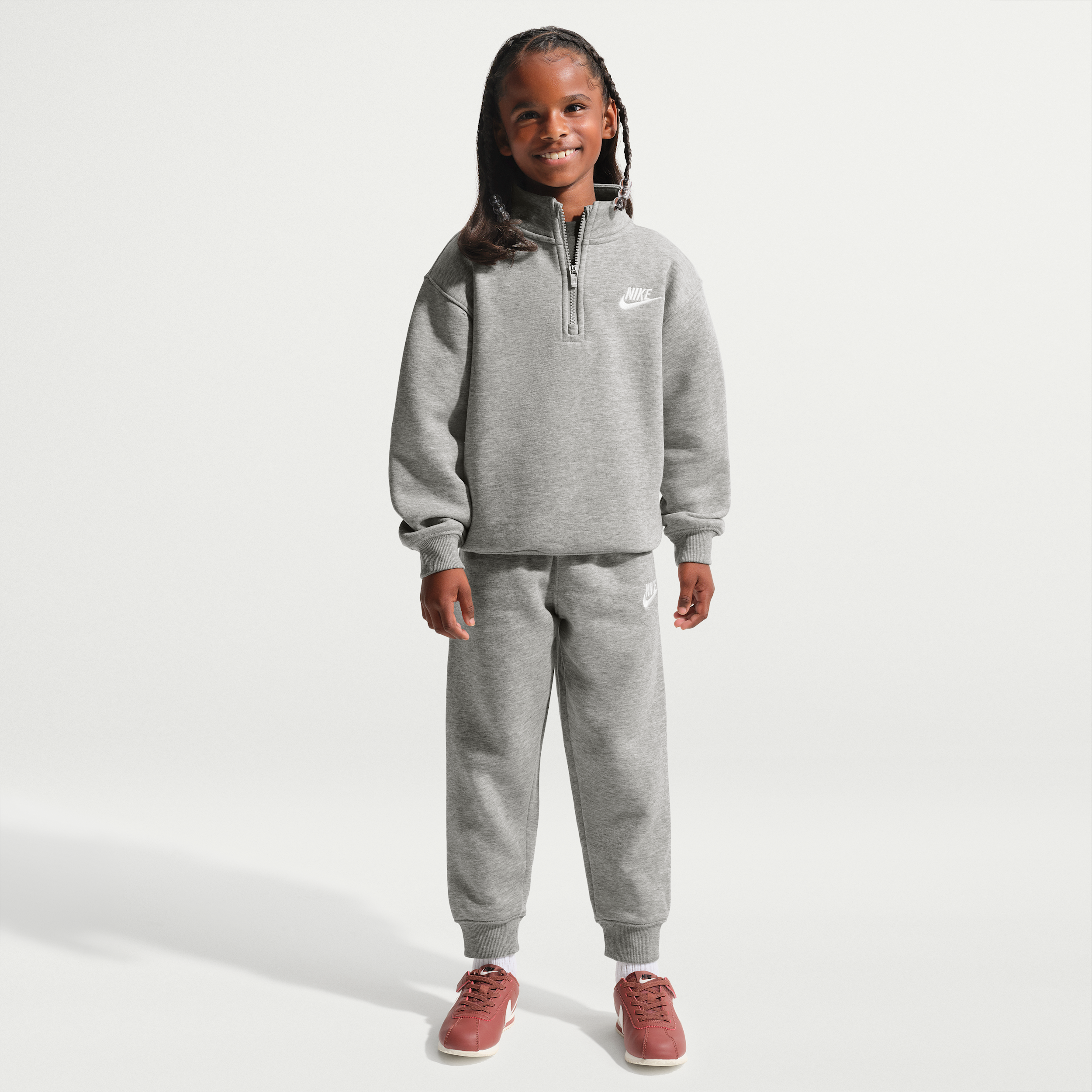 Nike Boy 4-7 Logo Detail Sweatshirt and Jogger Pants, 2-Piece Set - Gray Heather