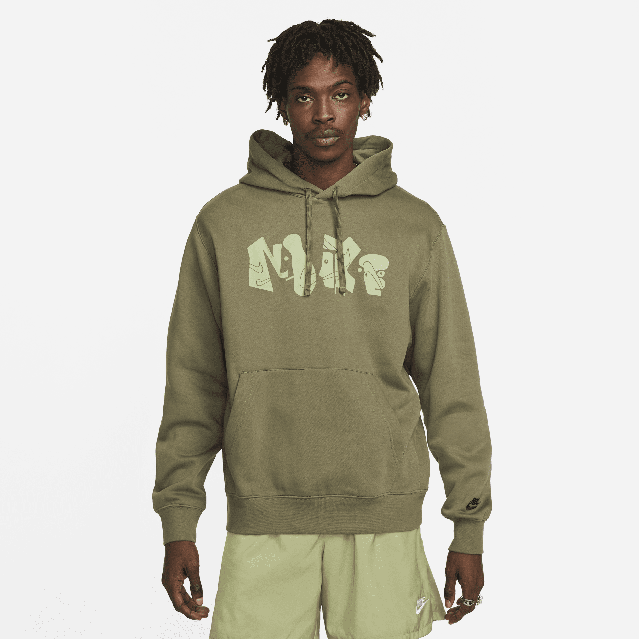 Nike Men's Club Fleece+ Graphic Pullover Hoodie In Green