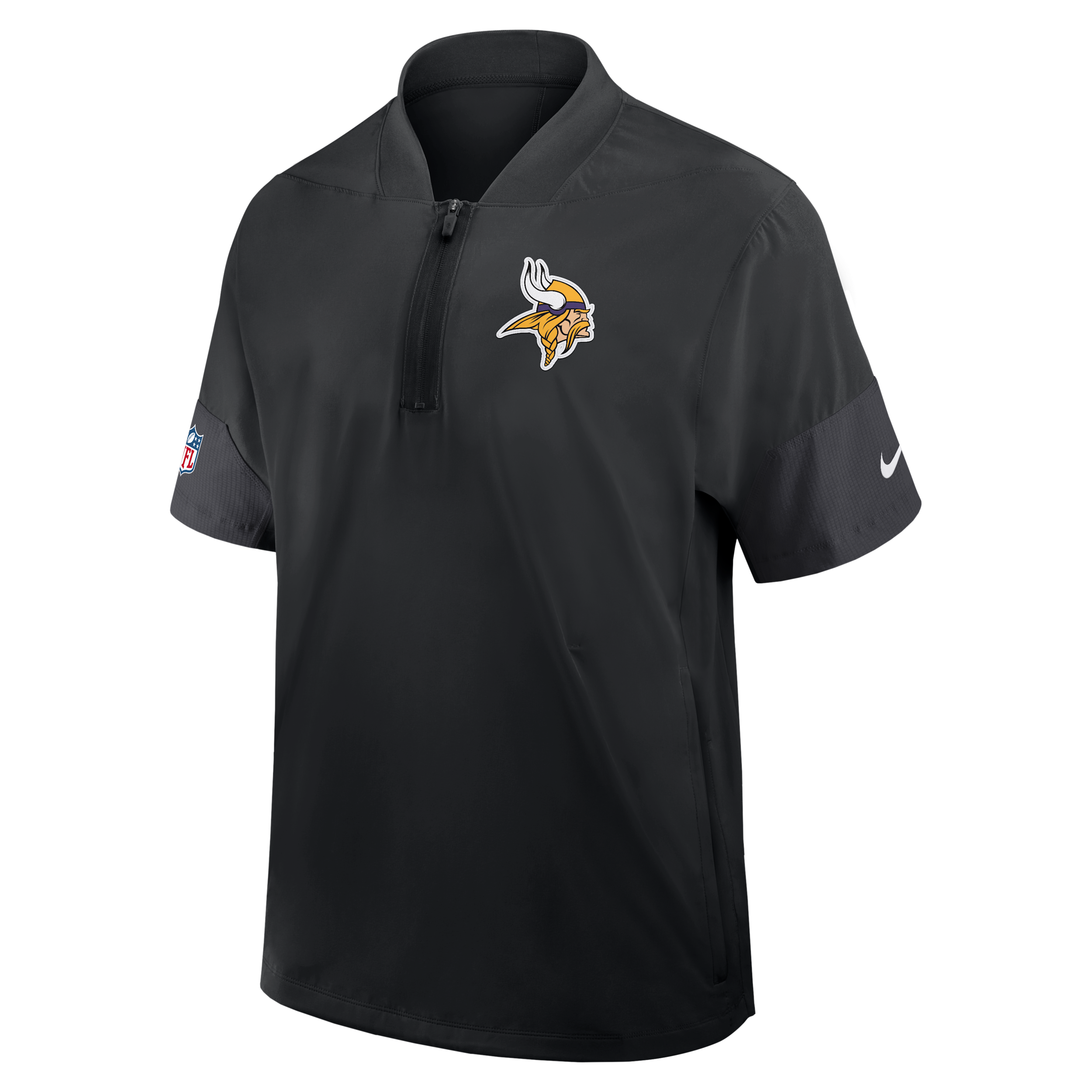 Minnesota Vikings Sideline Coach Nike Men's NFL 1/2-Zip Short-Sleeve Jacket in Black | 03BO166N9M-2J5