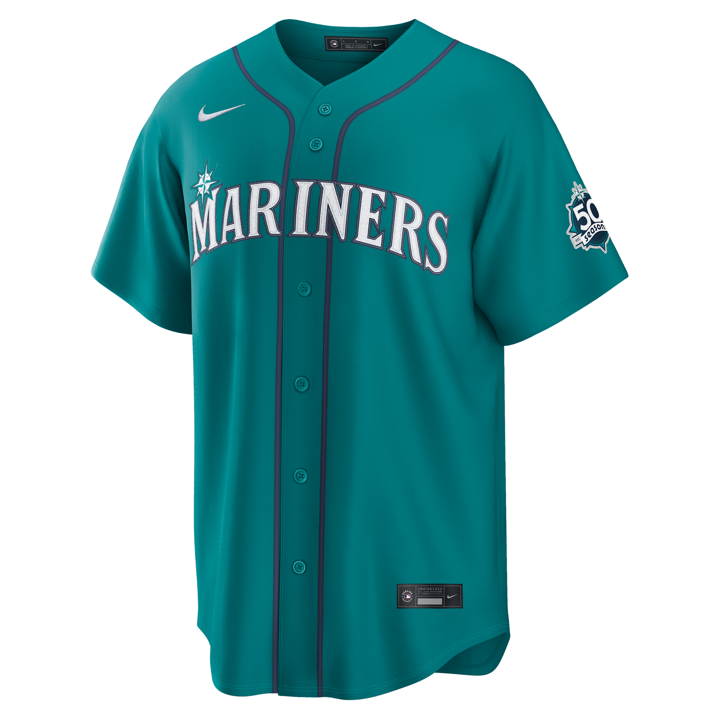 Nike Men's Julio Rodriguez Teal Seattle Mariners Alternate Stadium 50th Season Patch Jersey - Teal