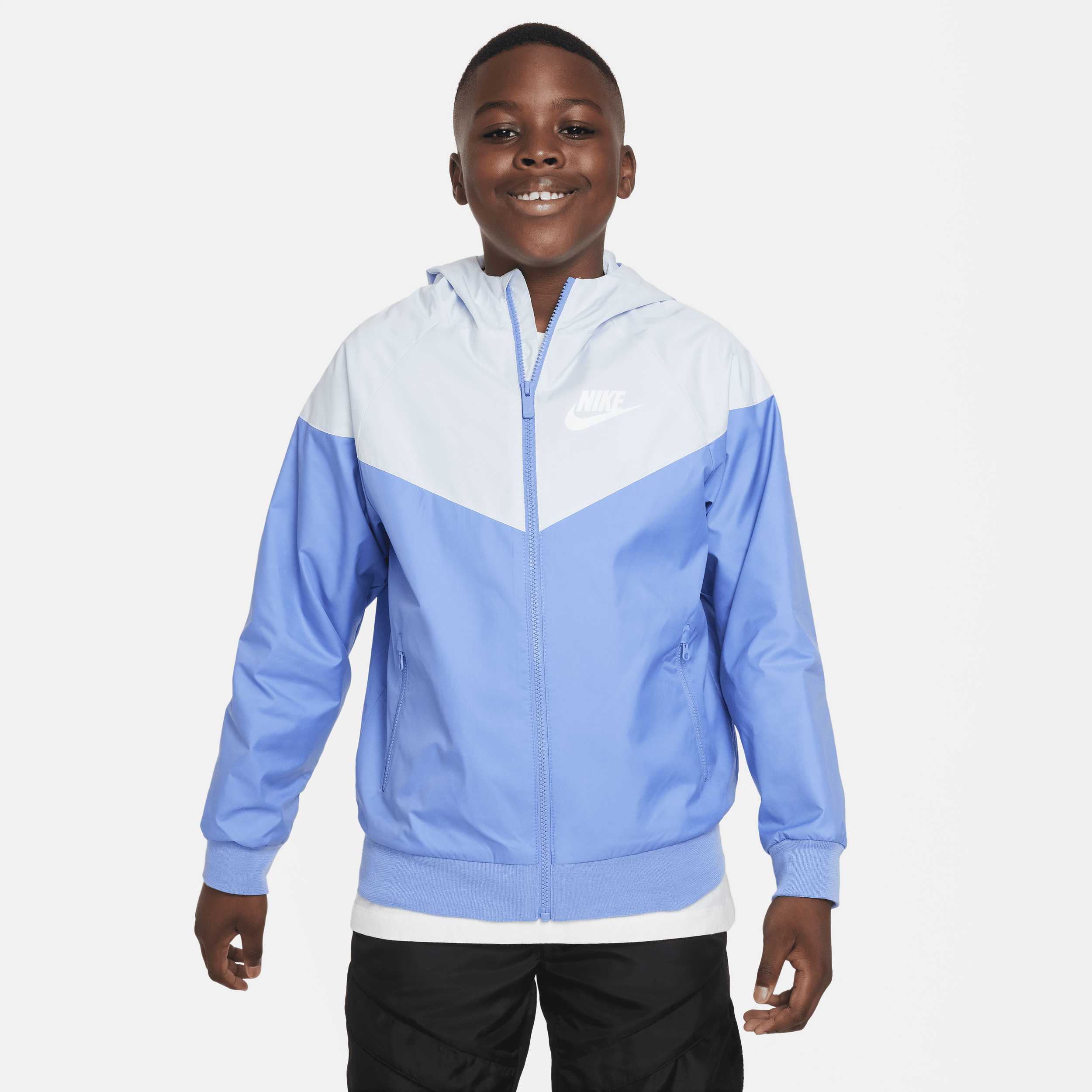 Nike Sportswear Windrunner Big Kids' (boys') Loose Hip-length Hooded Jacket (extended Size) In Blue